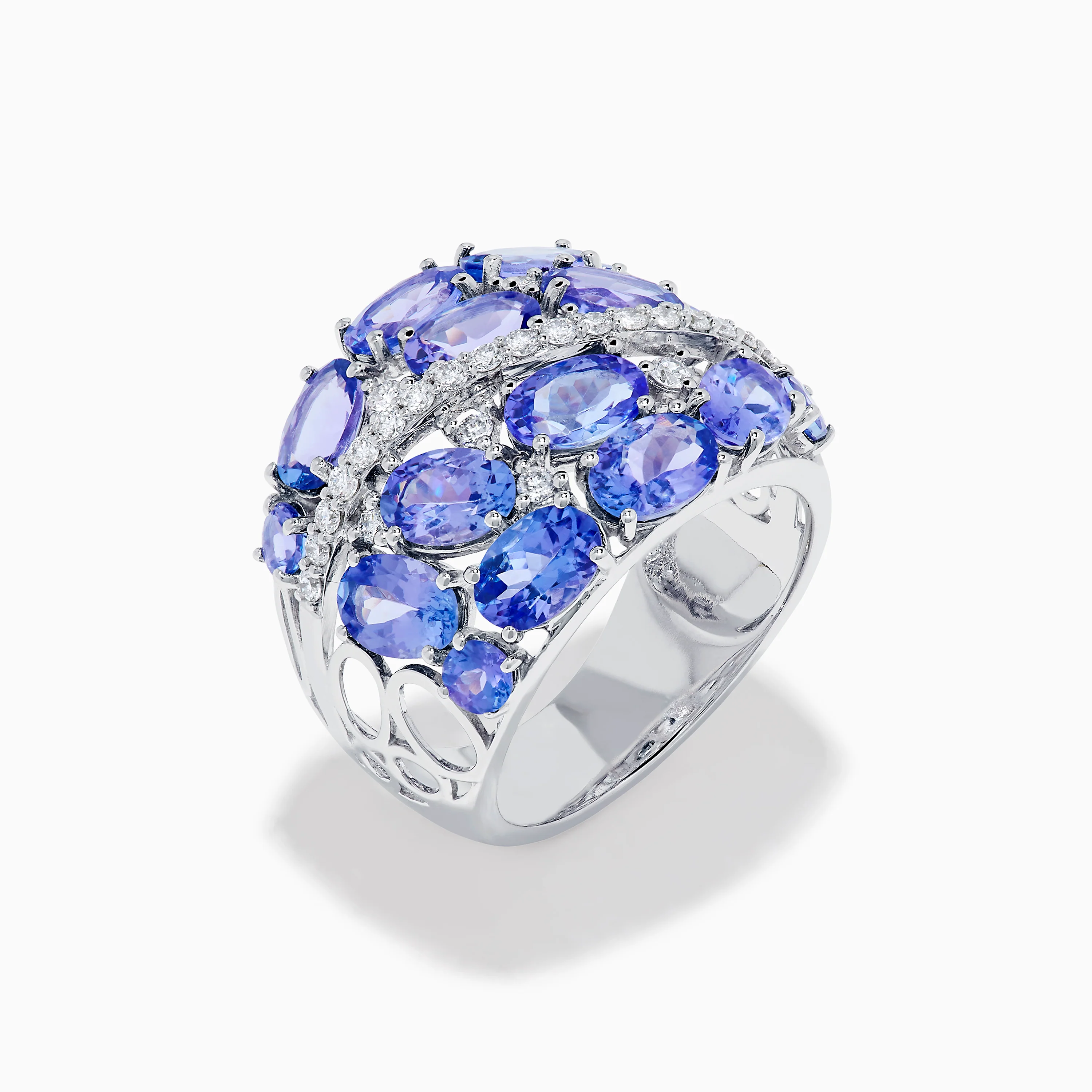 14K White Gold Tanzanite and Diamond Statement Ring - Image 4