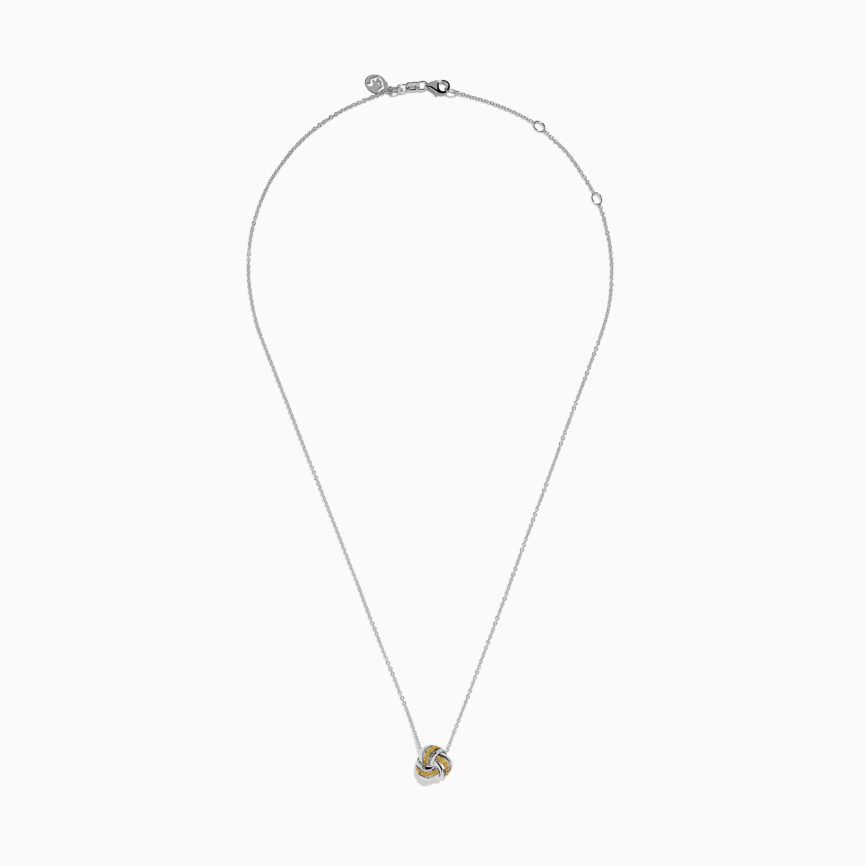 14K White Gold Yellow Diamond Love Knot Pendant - Image 3