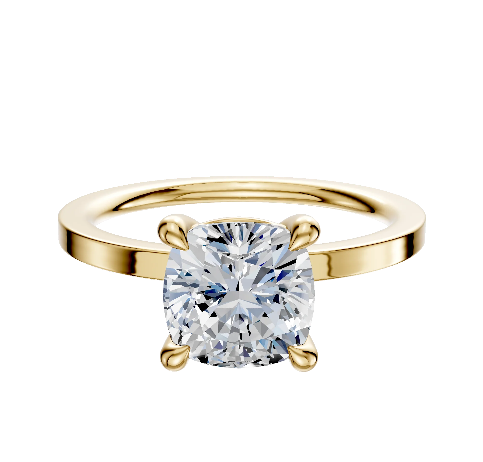 14K Yellow Gold 4 Prong Basket Classic Flat 1.5mm Engagement Ring