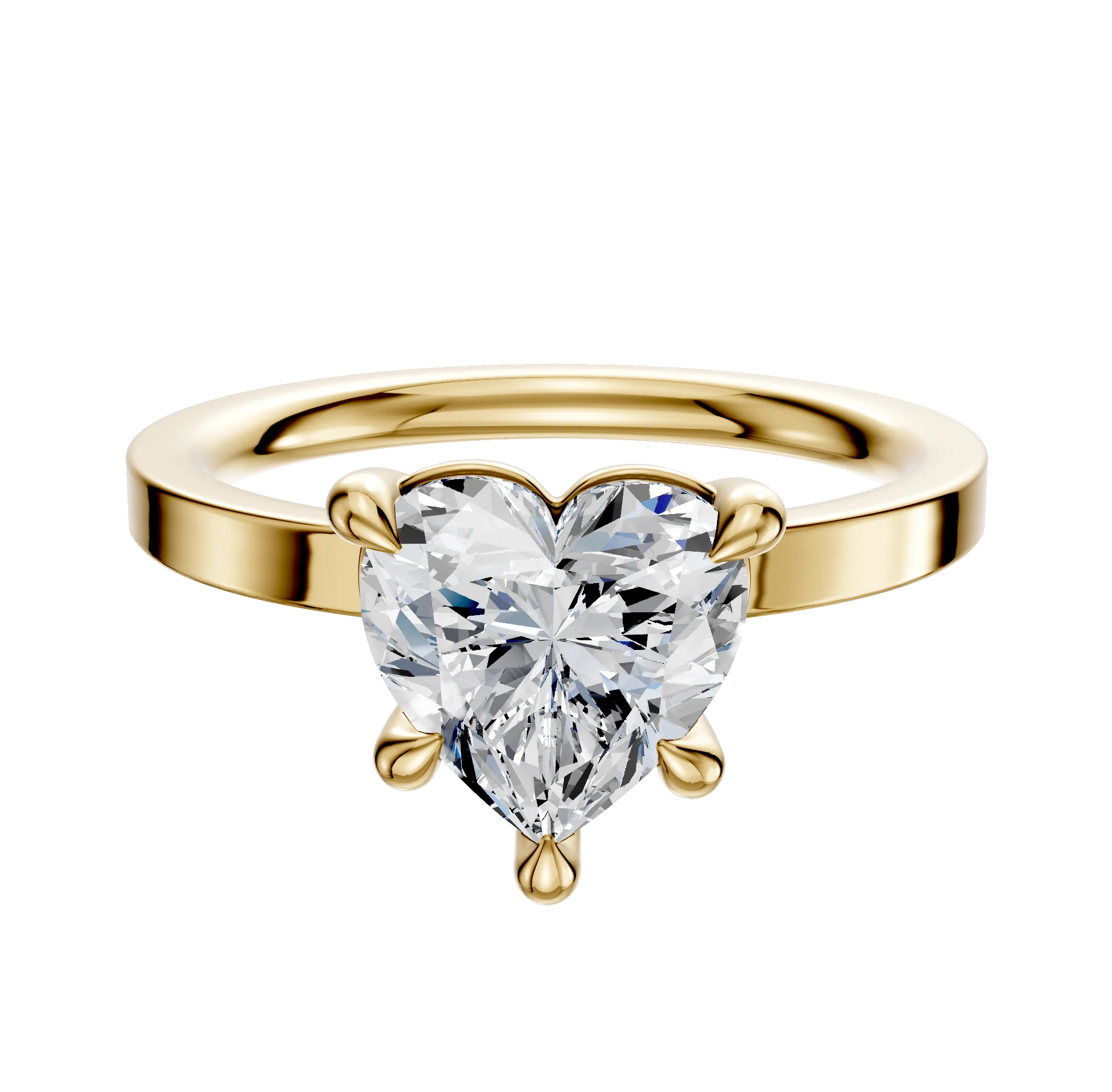 14K Yellow Gold 4 Prong Basket Classic Flat 2.0mm Engagement Ring