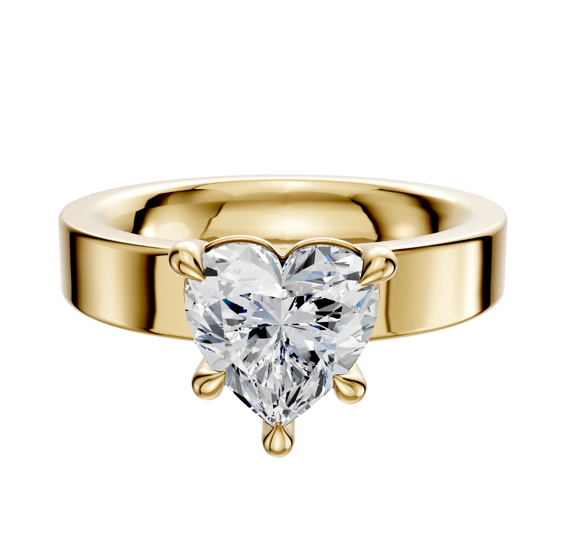 14K Yellow Gold 4 Prong Basket Classic Flat 4.0mm Engagement Ring