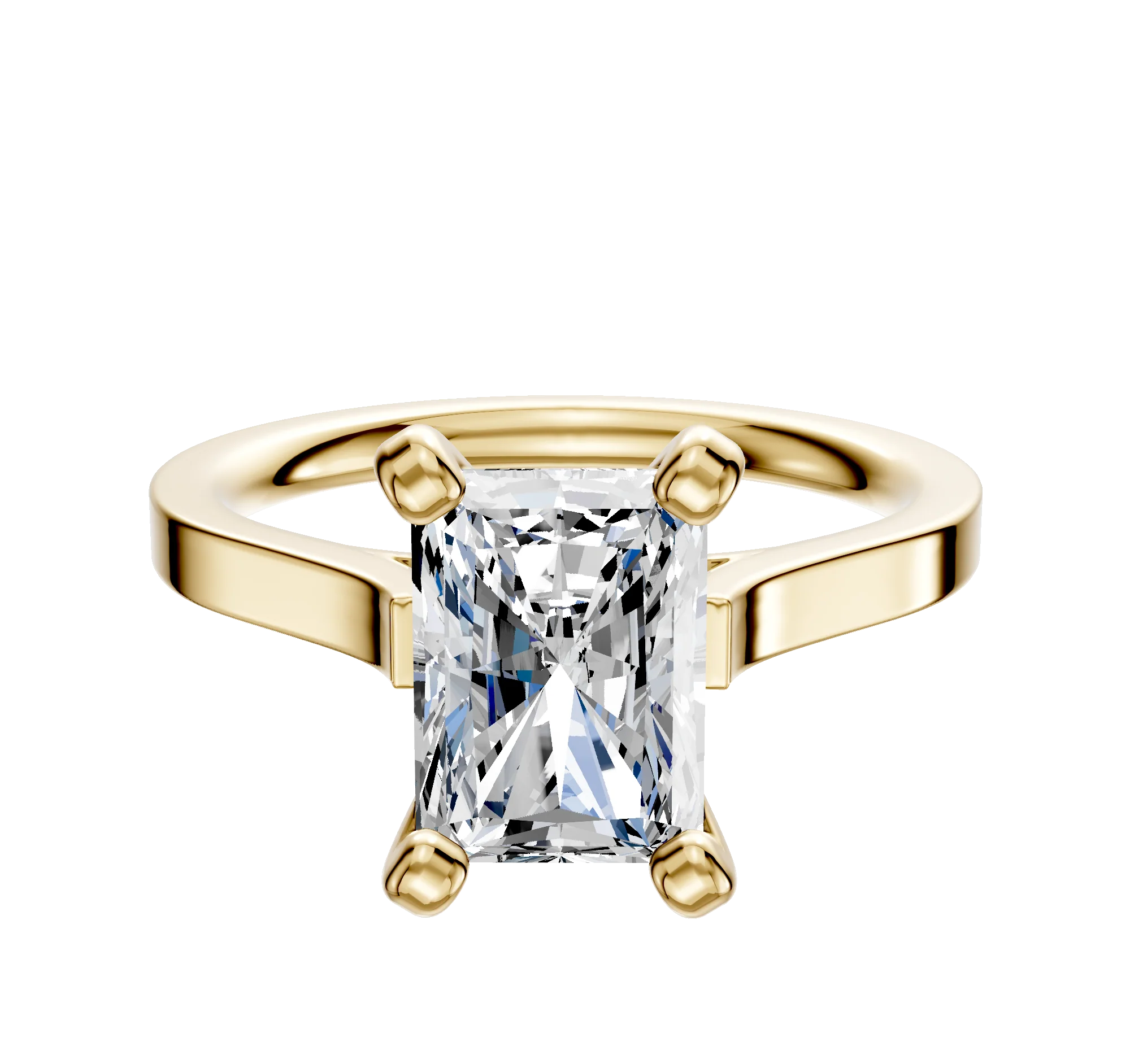 14K Yellow Gold 4 Prong Cathedral Flat 2.0mm Engagement Ring