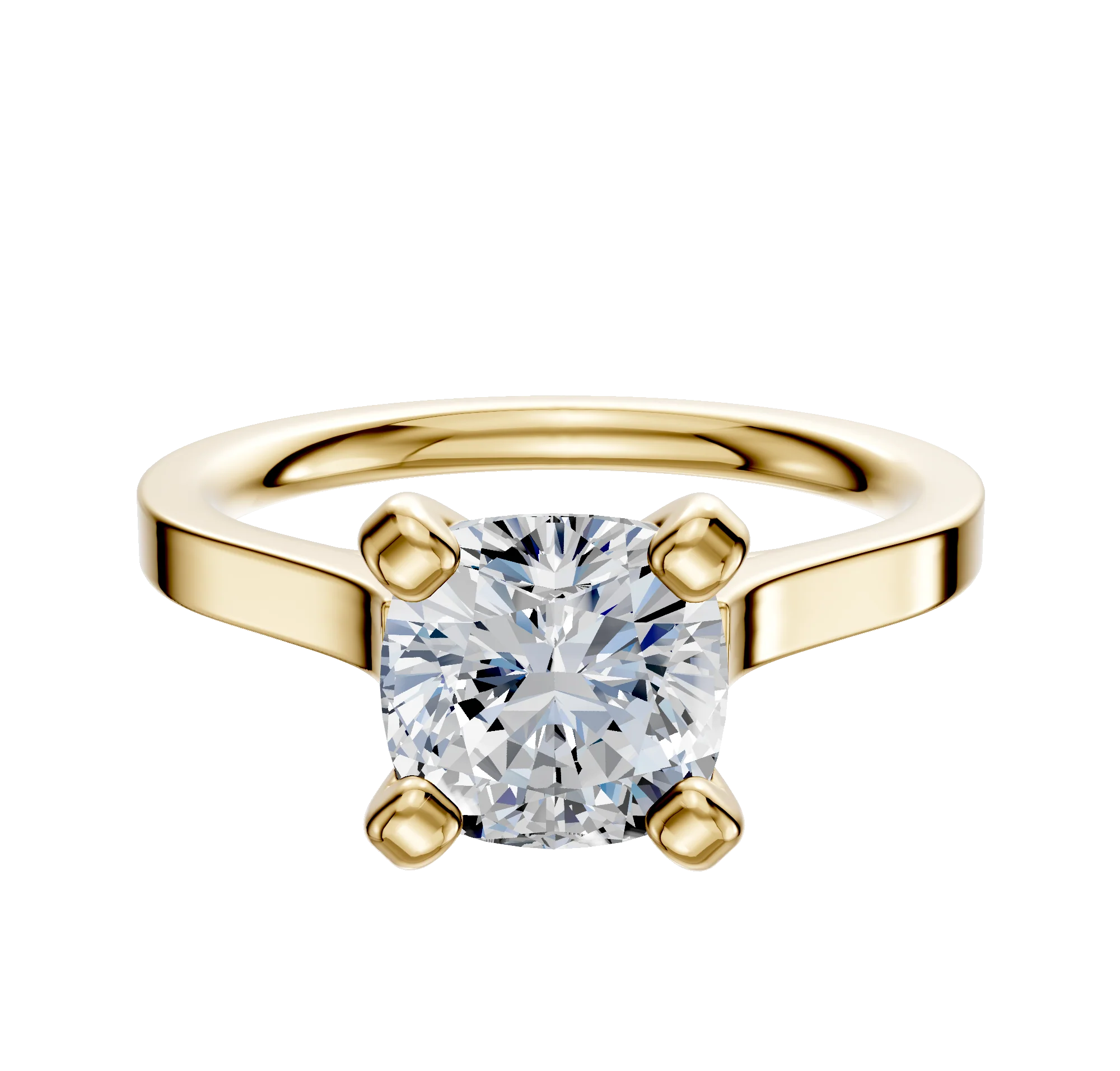 14K Yellow Gold 4 Prong Cathedral Flat 2.0mm Engagement Ring