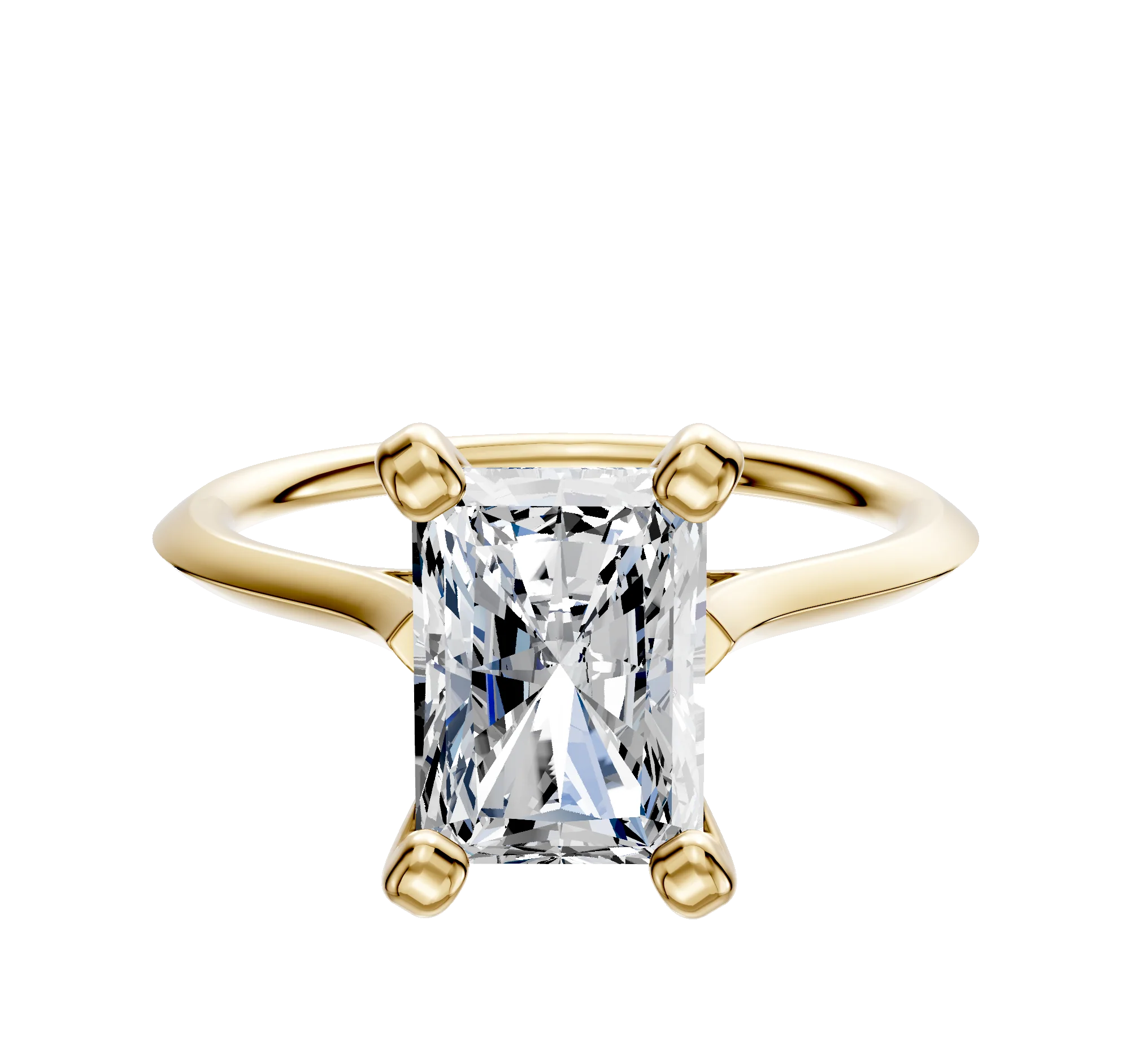 14K Yellow Gold 4 Prong Cathedral Knife Edge 1.5mm Engagement Ring