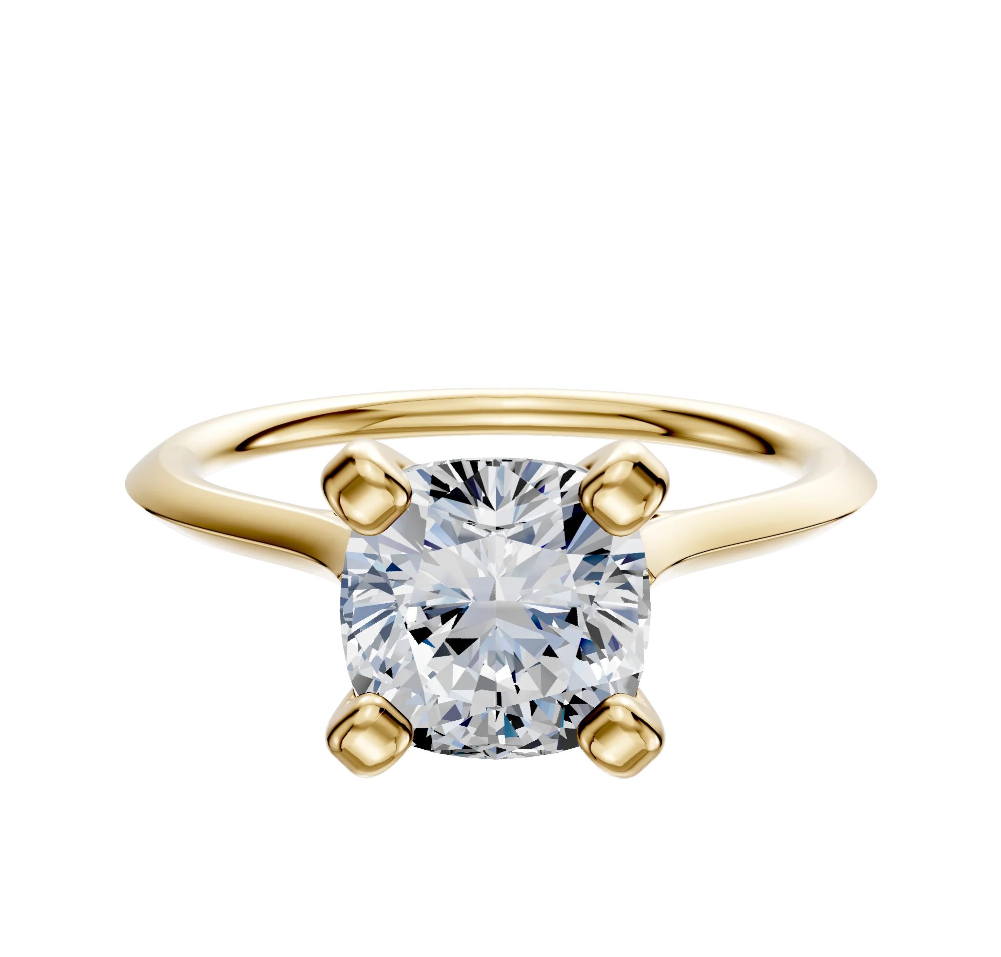14K Yellow Gold 4 Prong Cathedral Knife Edge 1.5mm Engagement Ring