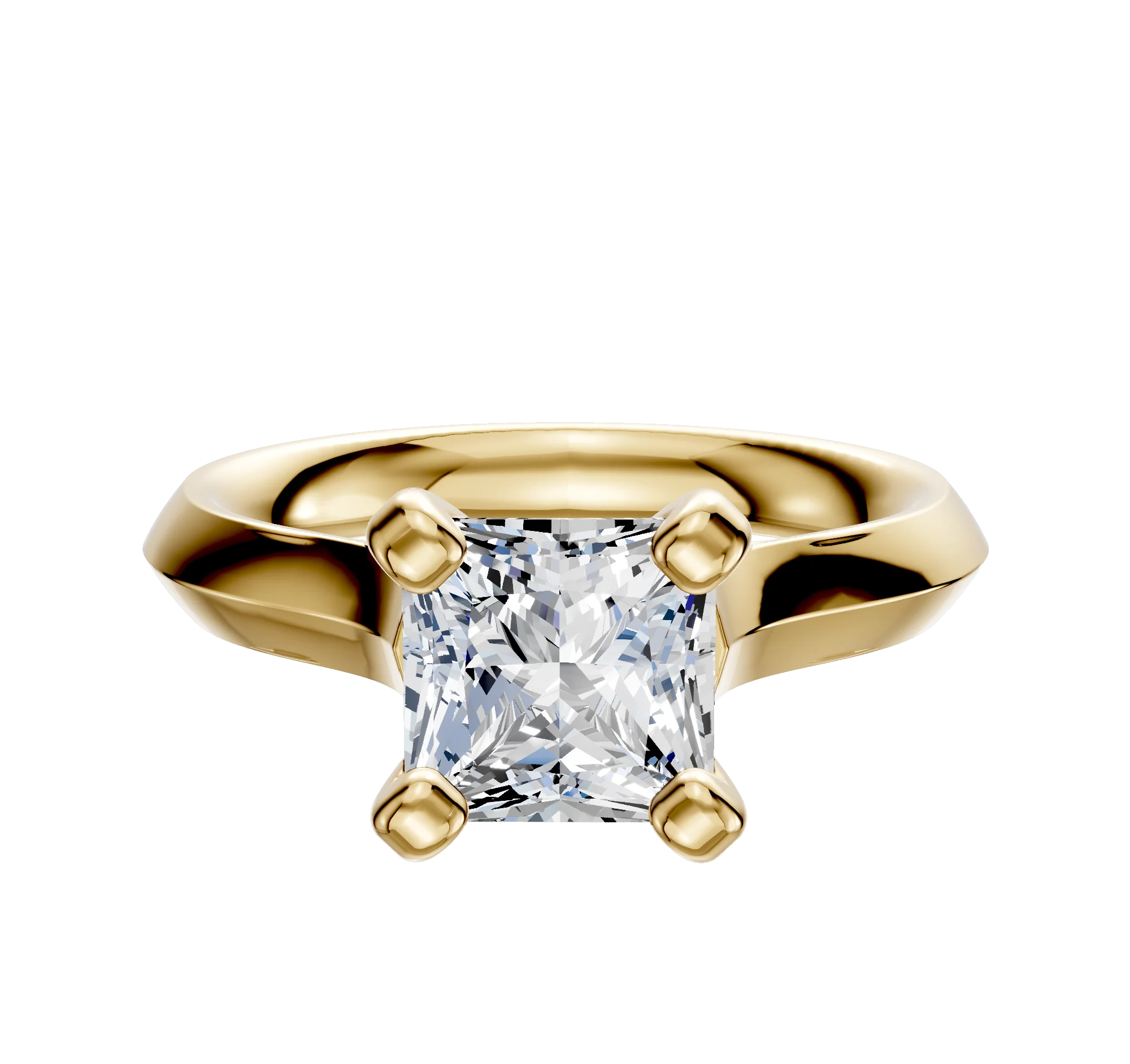 14K Yellow Gold 4 Prong Cathedral Knife Edge 3.0mm Engagement Ring