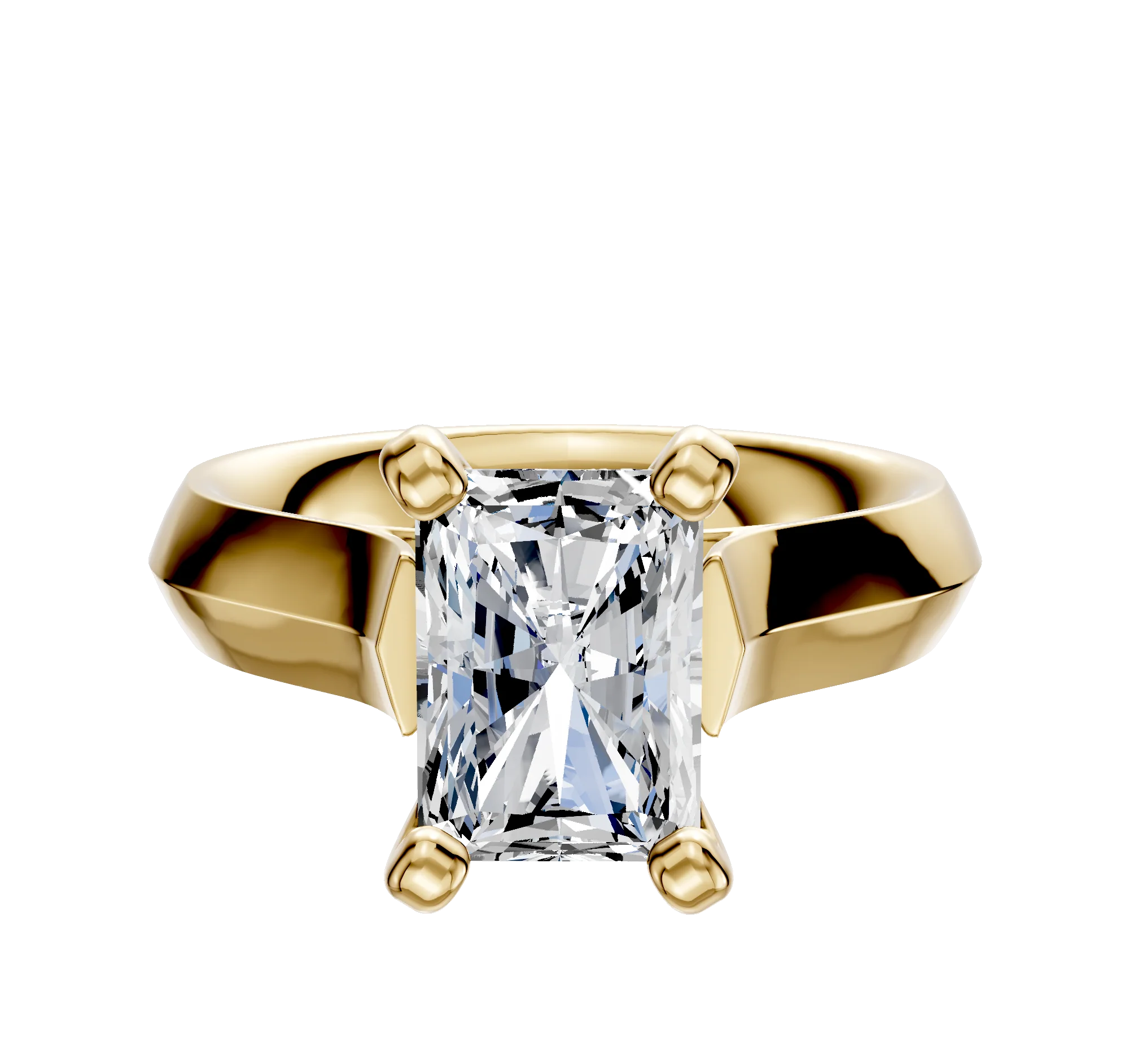 14K Yellow Gold 4 Prong Cathedral Knife Edge 4.0mm Engagement Ring