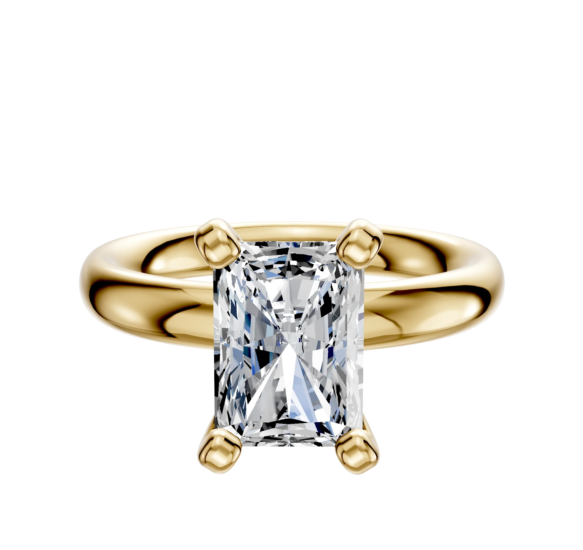 14K Yellow Gold 4 Prong Classic Dome 3.0mm Engagement Ring