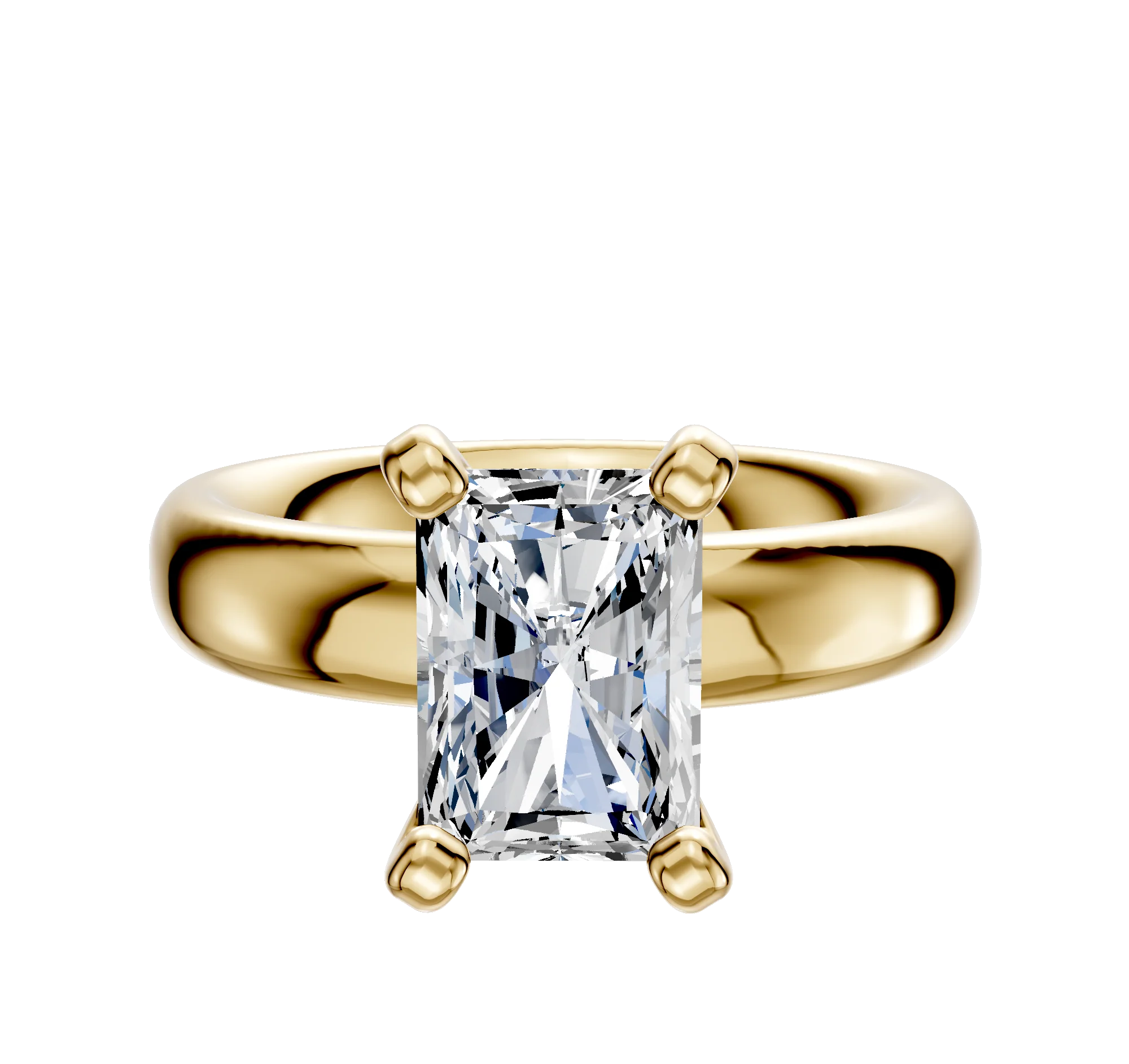 14K Yellow Gold 4 Prong Classic Dome 4.0mm Engagement Ring