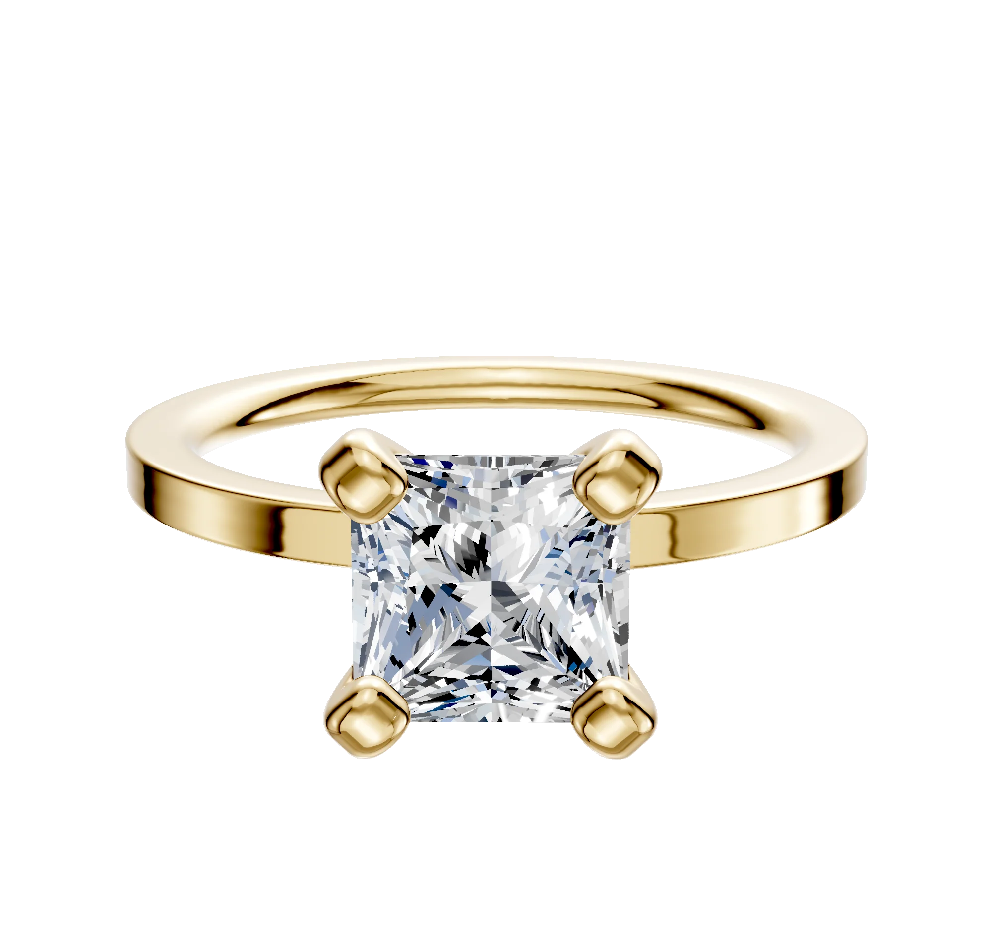 14K Yellow Gold 4 Prong Classic Flat 1.5mm Engagement Ring