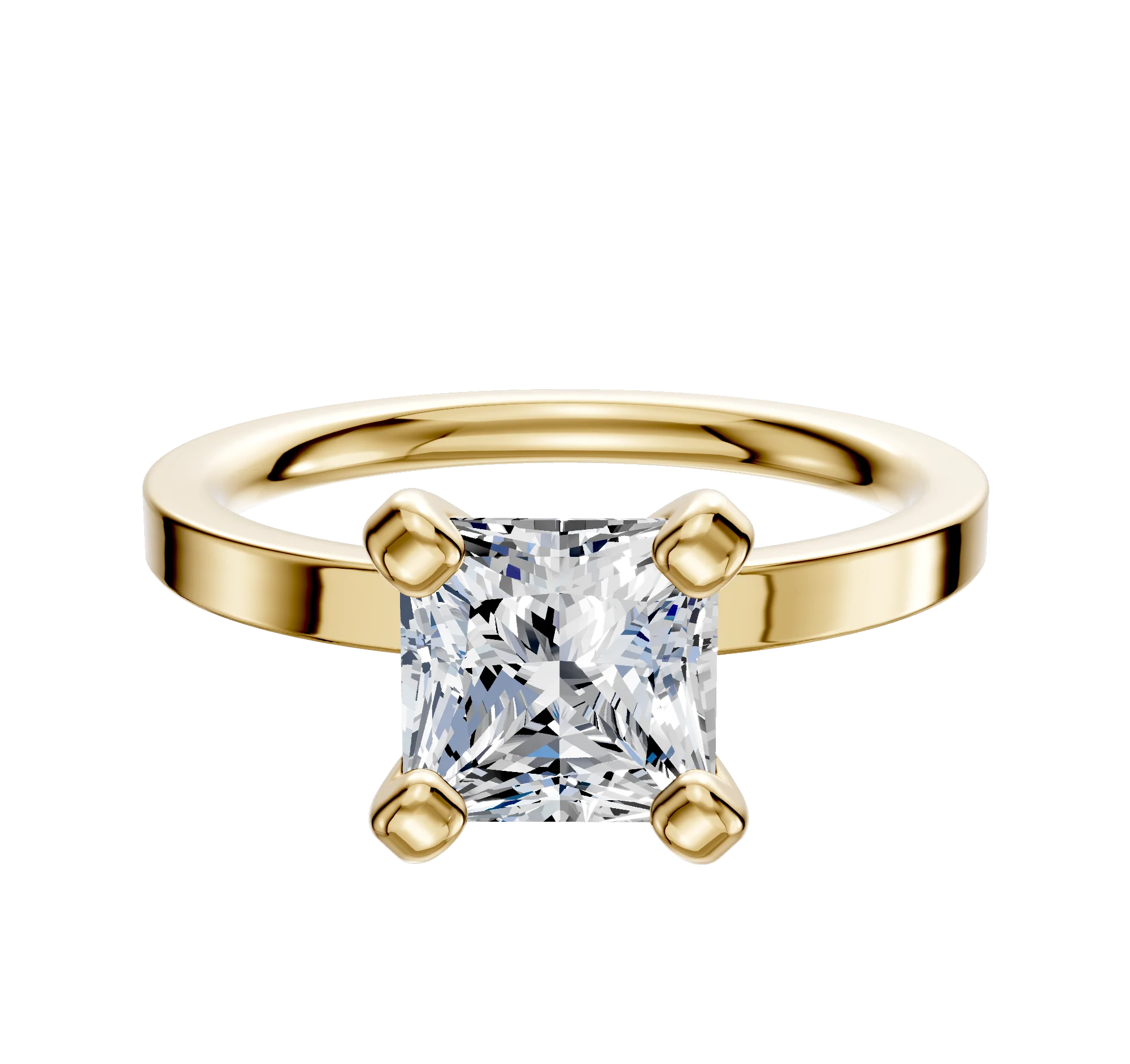 14K Yellow Gold 4 Prong Classic Flat 2.0mm Engagement Ring