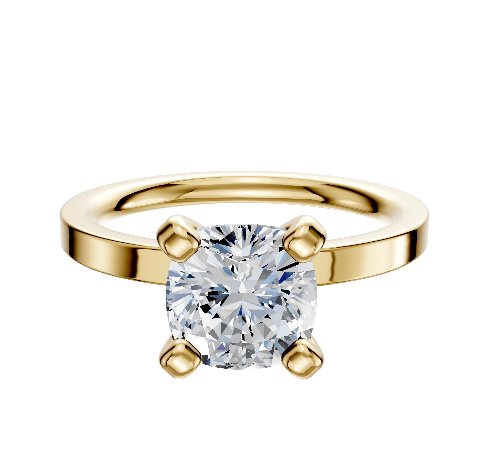 14K Yellow Gold 4 Prong Classic Flat 2.0mm Engagement Ring