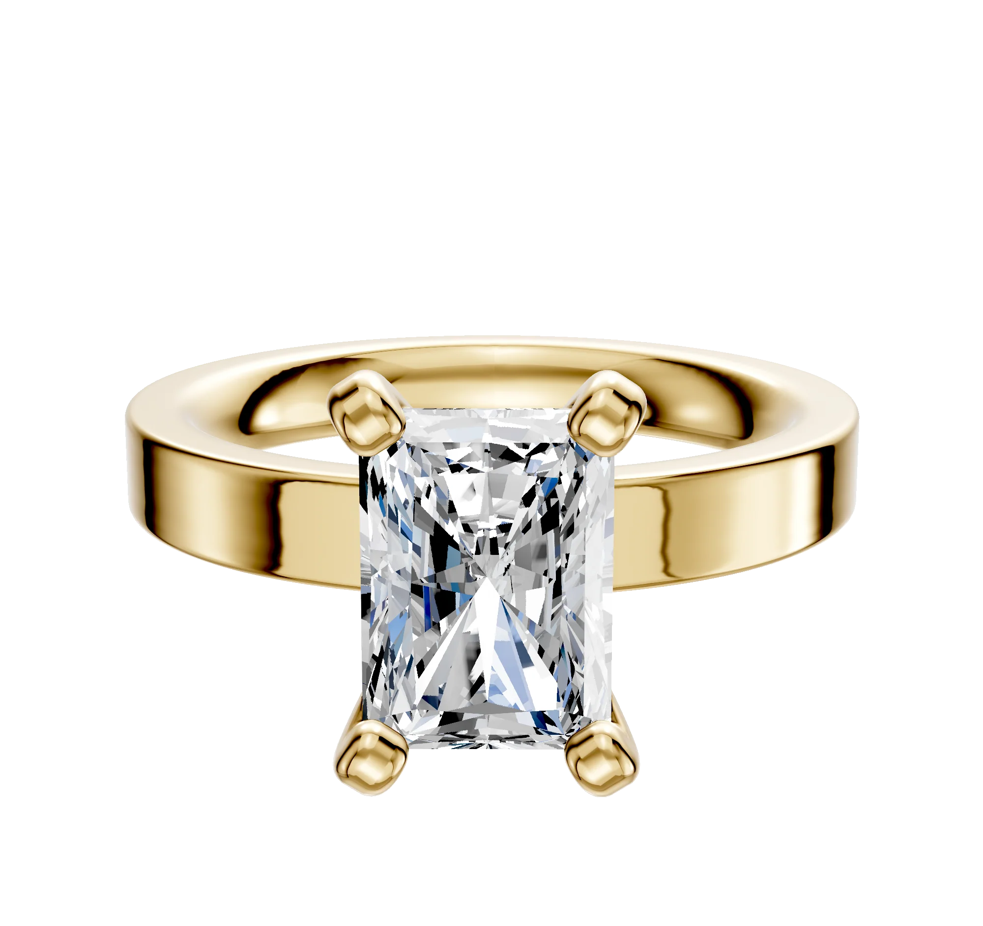 14K Yellow Gold 4 Prong Classic Flat 3.0mm Engagement Ring