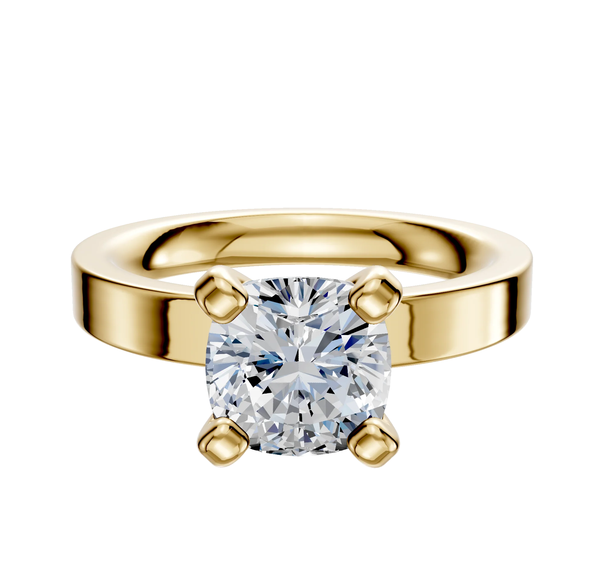14K Yellow Gold 4 Prong Classic Flat 3.0mm Engagement Ring