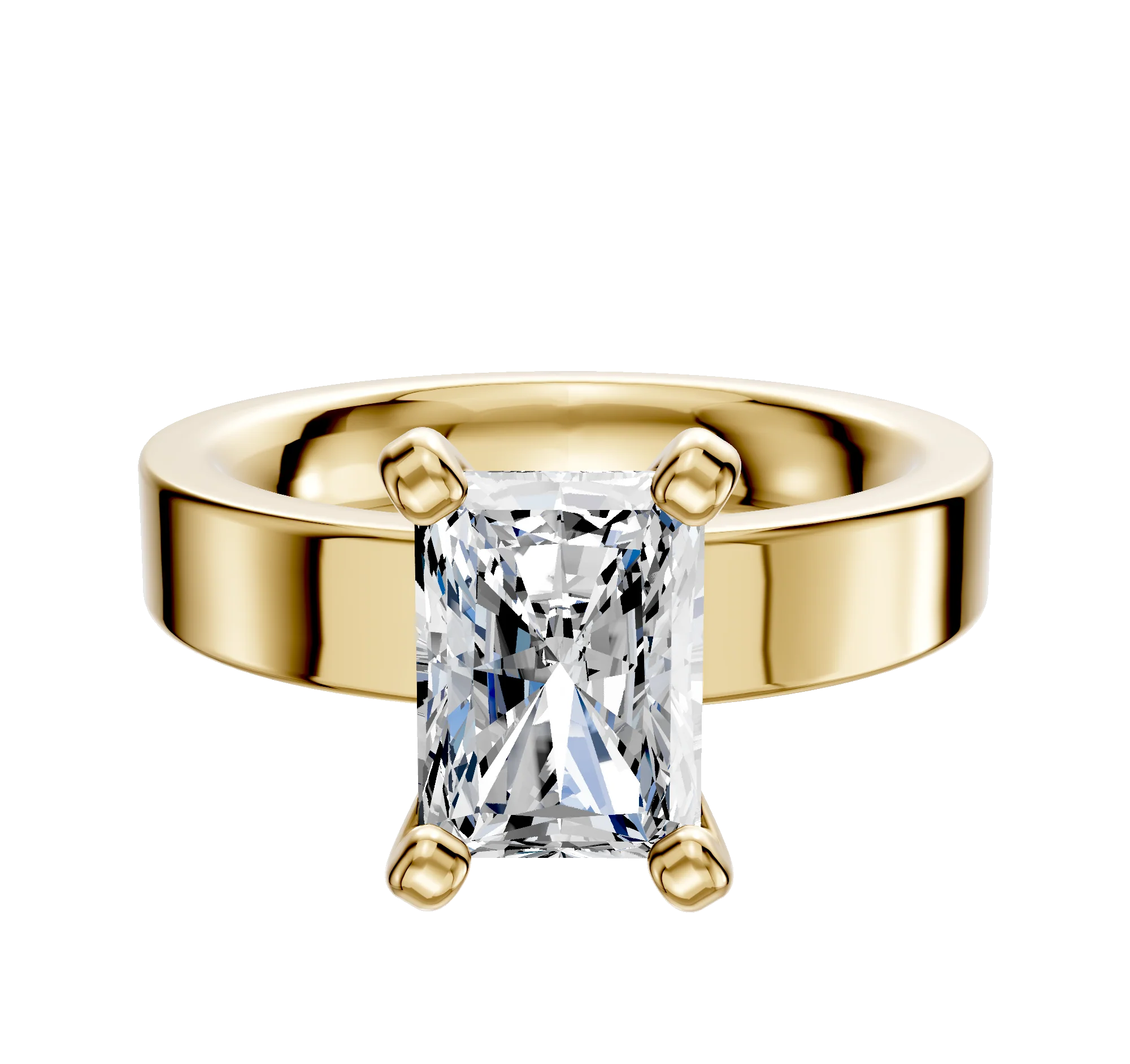 14K Yellow Gold 4 Prong Classic Flat 4.0mm Engagement Ring