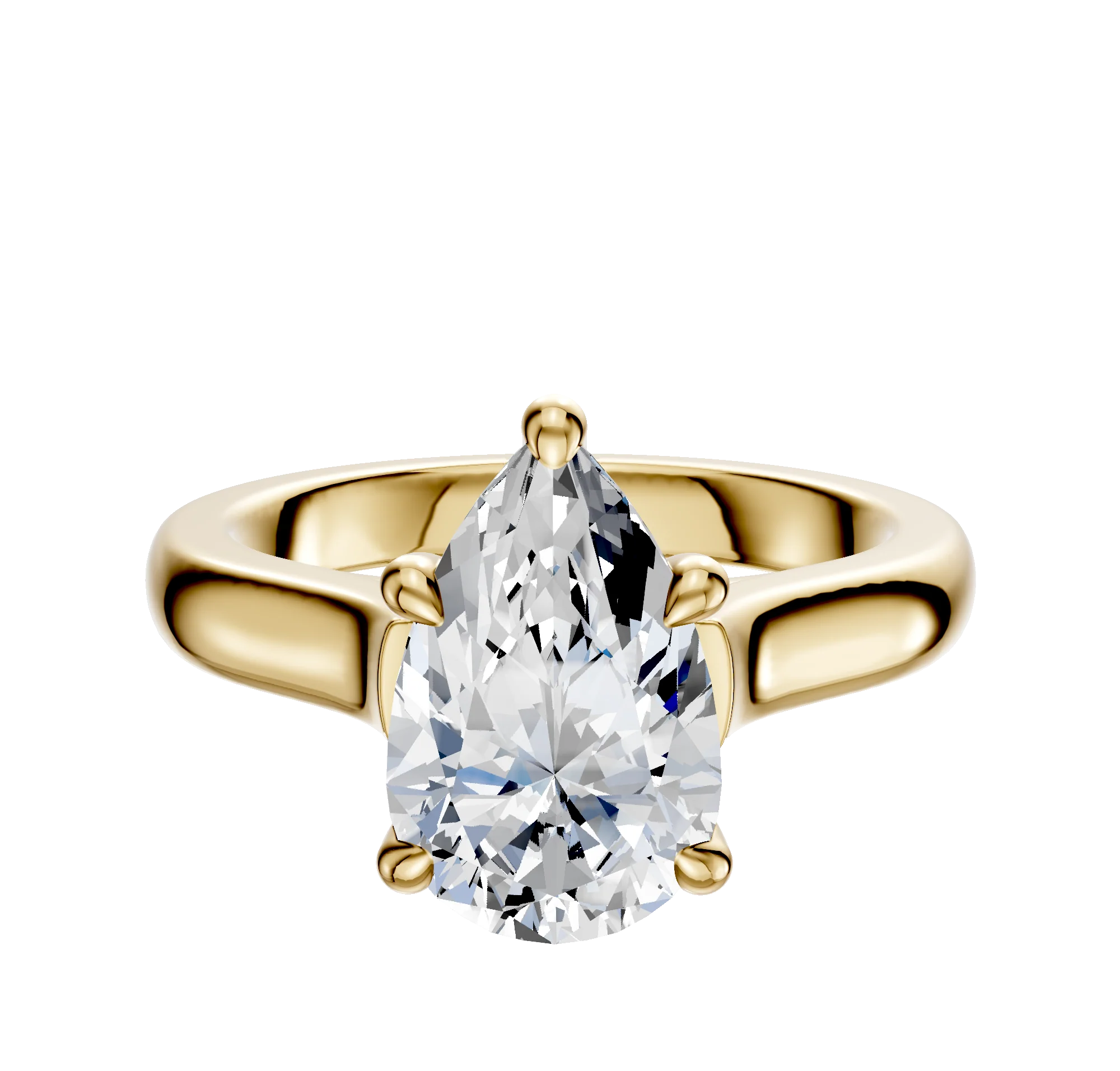 14K Yellow Gold 4 Prong Hidden Halo Cathedral Dome 3.0mm Engagement Ring