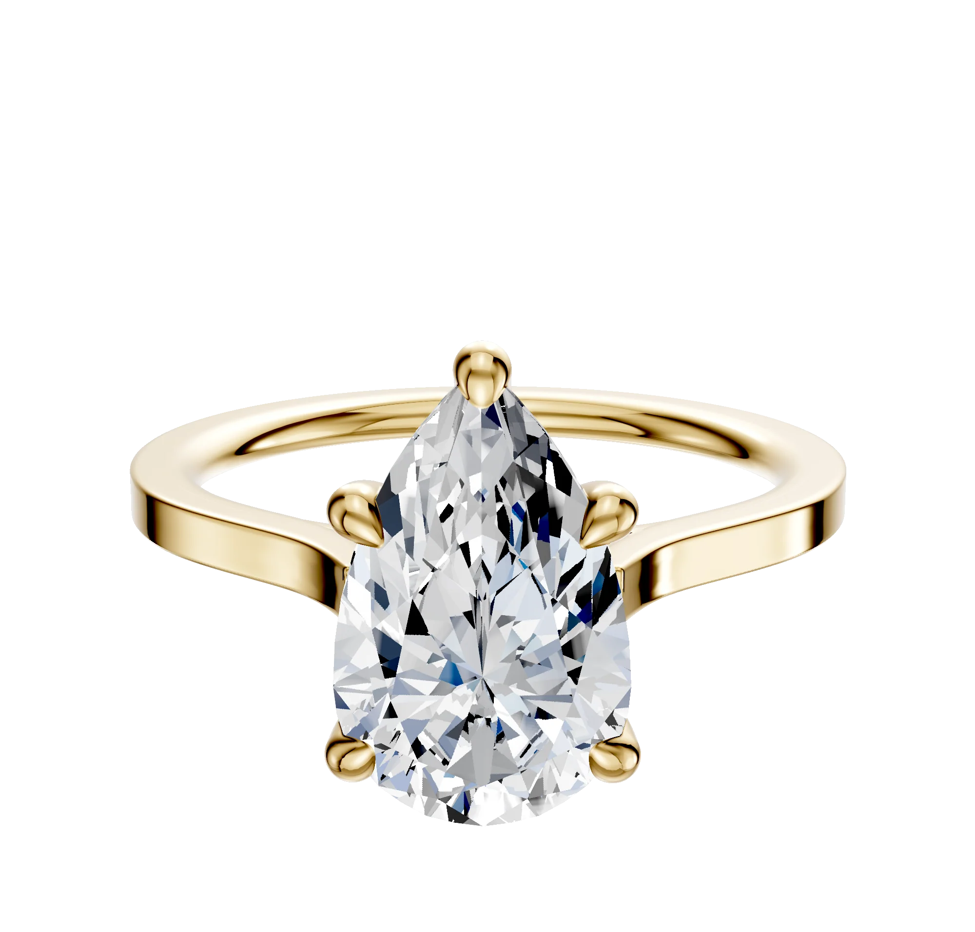 14K Yellow Gold 4 Prong Hidden Halo Cathedral Flat 1.5mm Engagement Ring