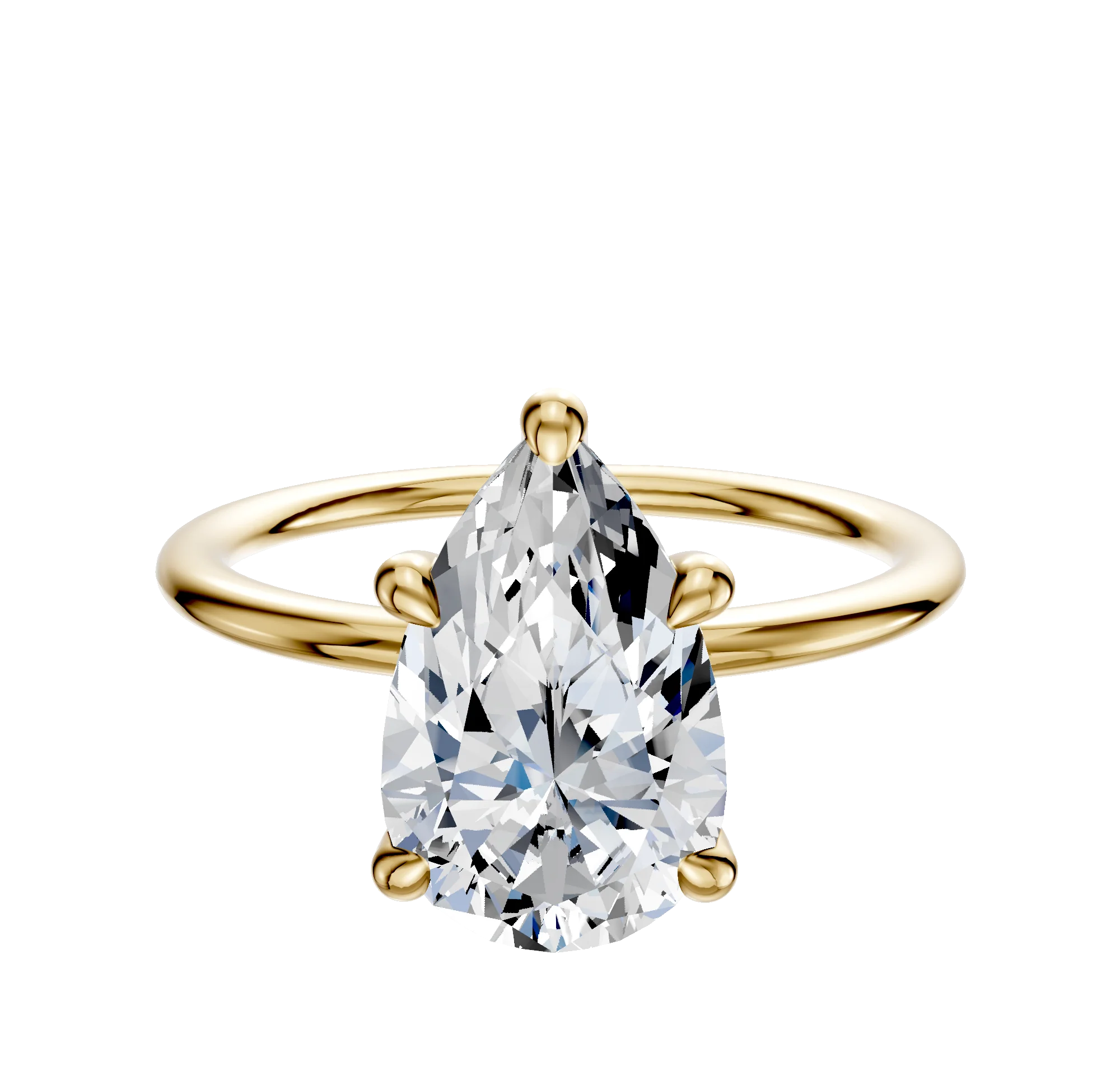 14K Yellow Gold 4 Prong Hidden Halo Classic Dome 1.5mm Engagement Ring