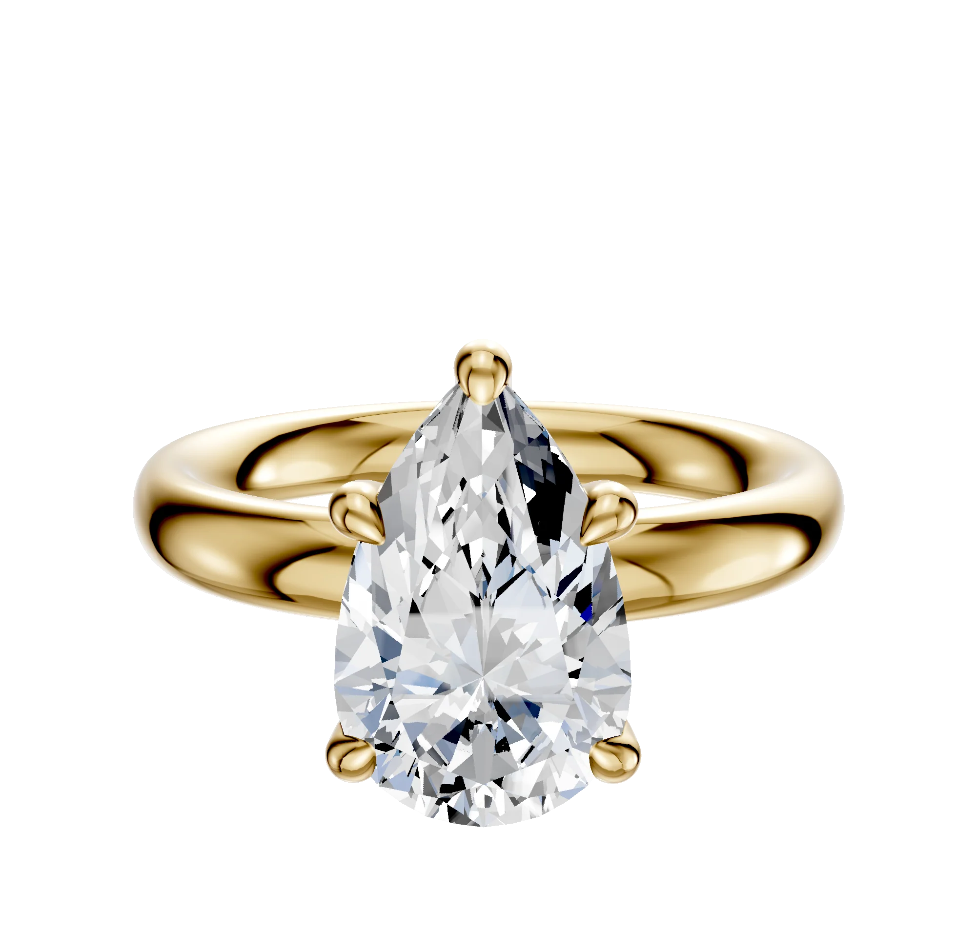 14K Yellow Gold 4 Prong Hidden Halo Classic Dome 3.0mm Engagement Ring