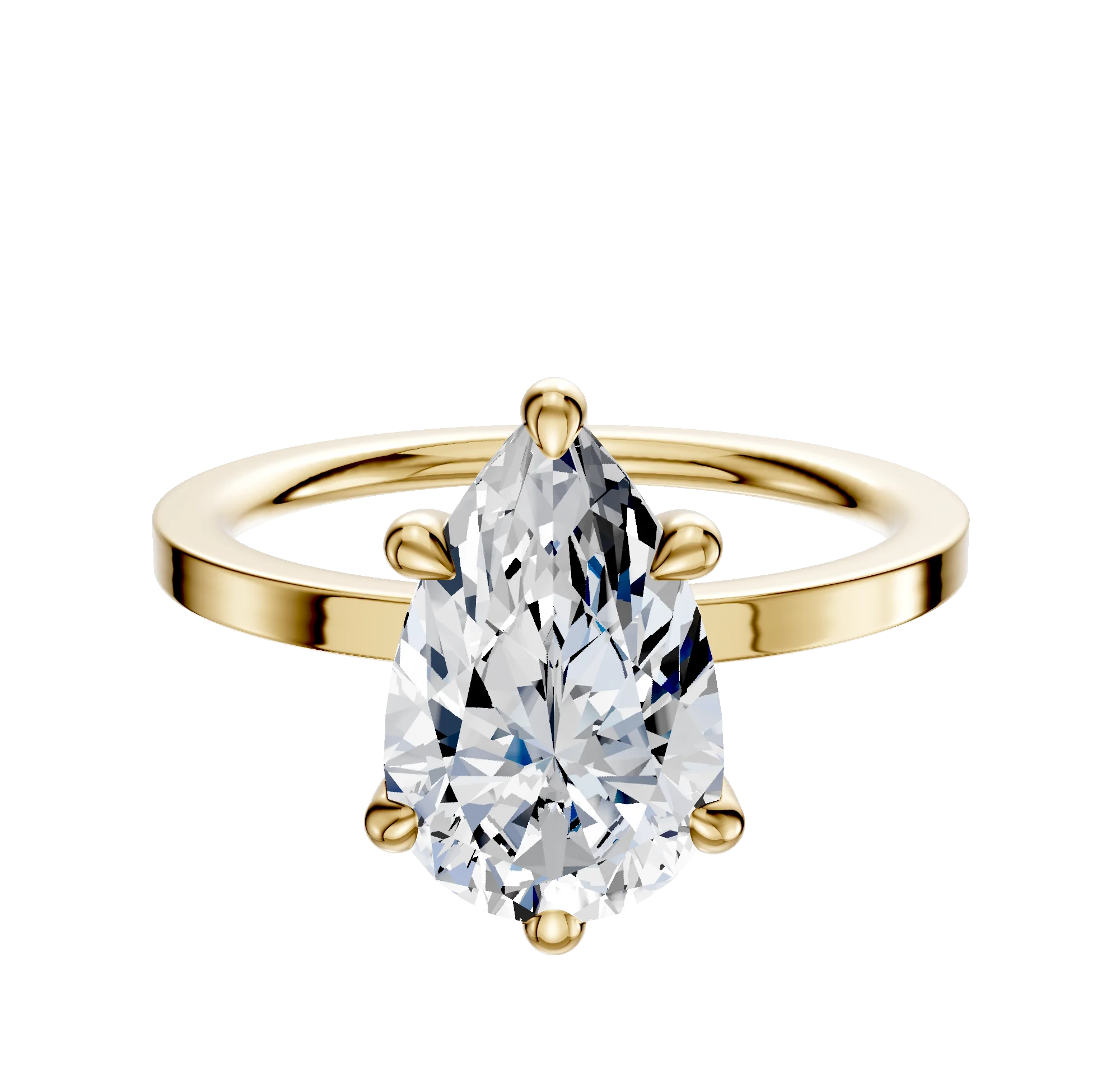 14K Yellow Gold 6 Prong Basket Classic Flat 1.5mm Engagement Ring