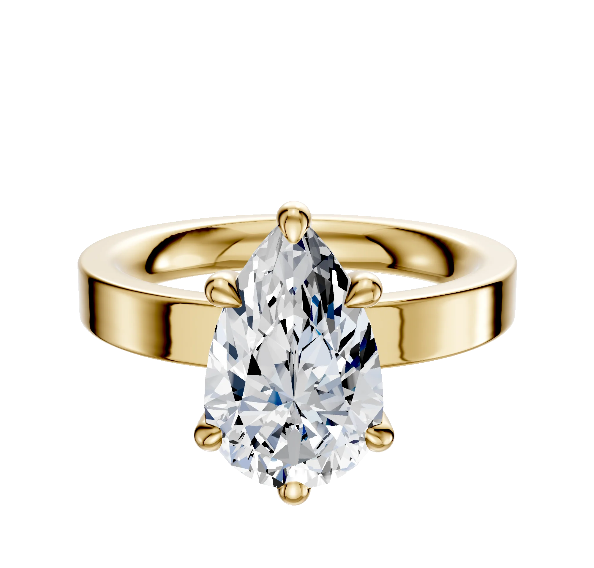 14K Yellow Gold 6 Prong Basket Classic Flat 3.0mm Engagement Ring