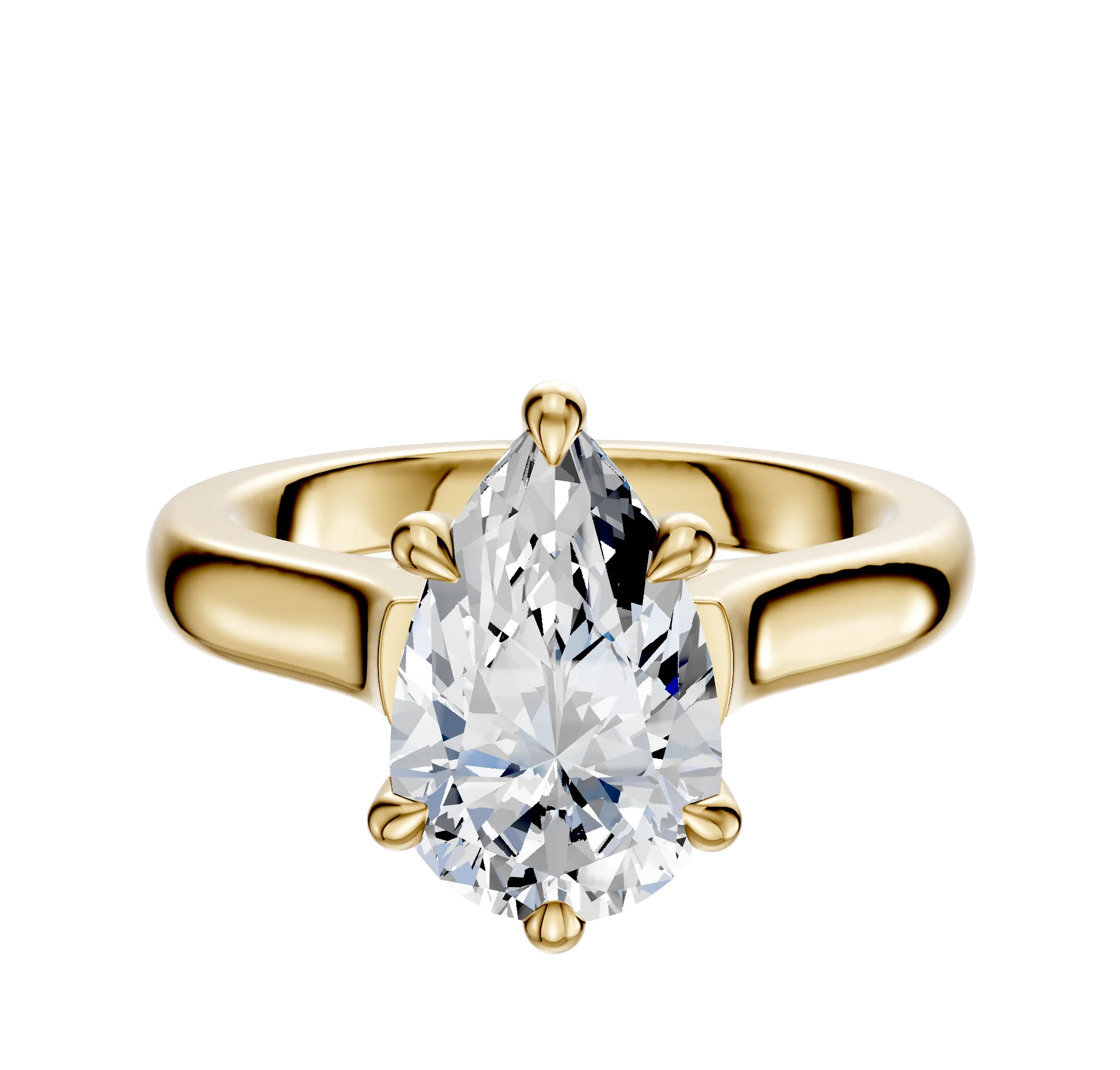 14K Yellow Gold 6 Prong Hidden Halo Cathedral Dome 3.0mm Engagement Ring