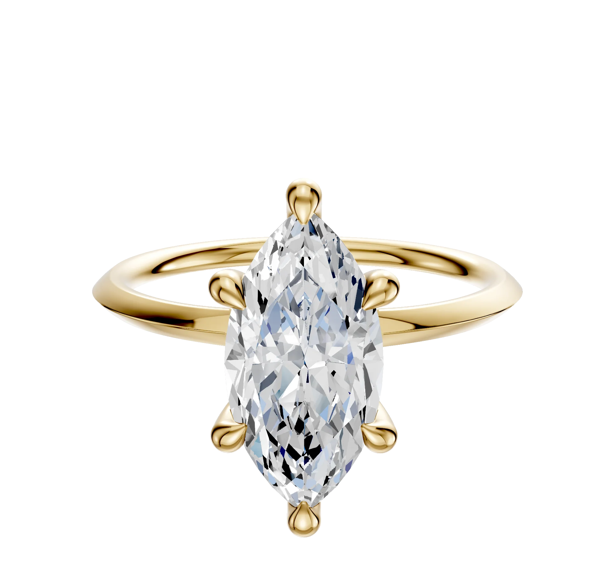14K Yellow Gold 6 Prong Hidden Halo Classic Knife Edge 1.5mm Engagement Ring