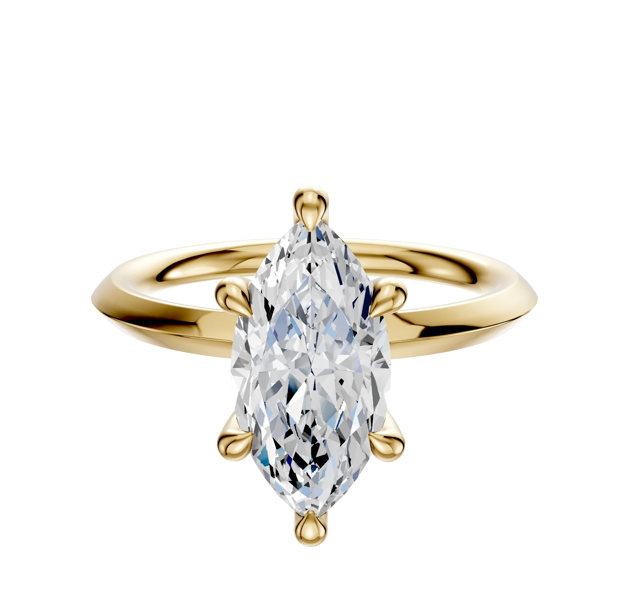 14K Yellow Gold 6 Prong Hidden Halo Classic Knife Edge 2.0mm Engagement Ring