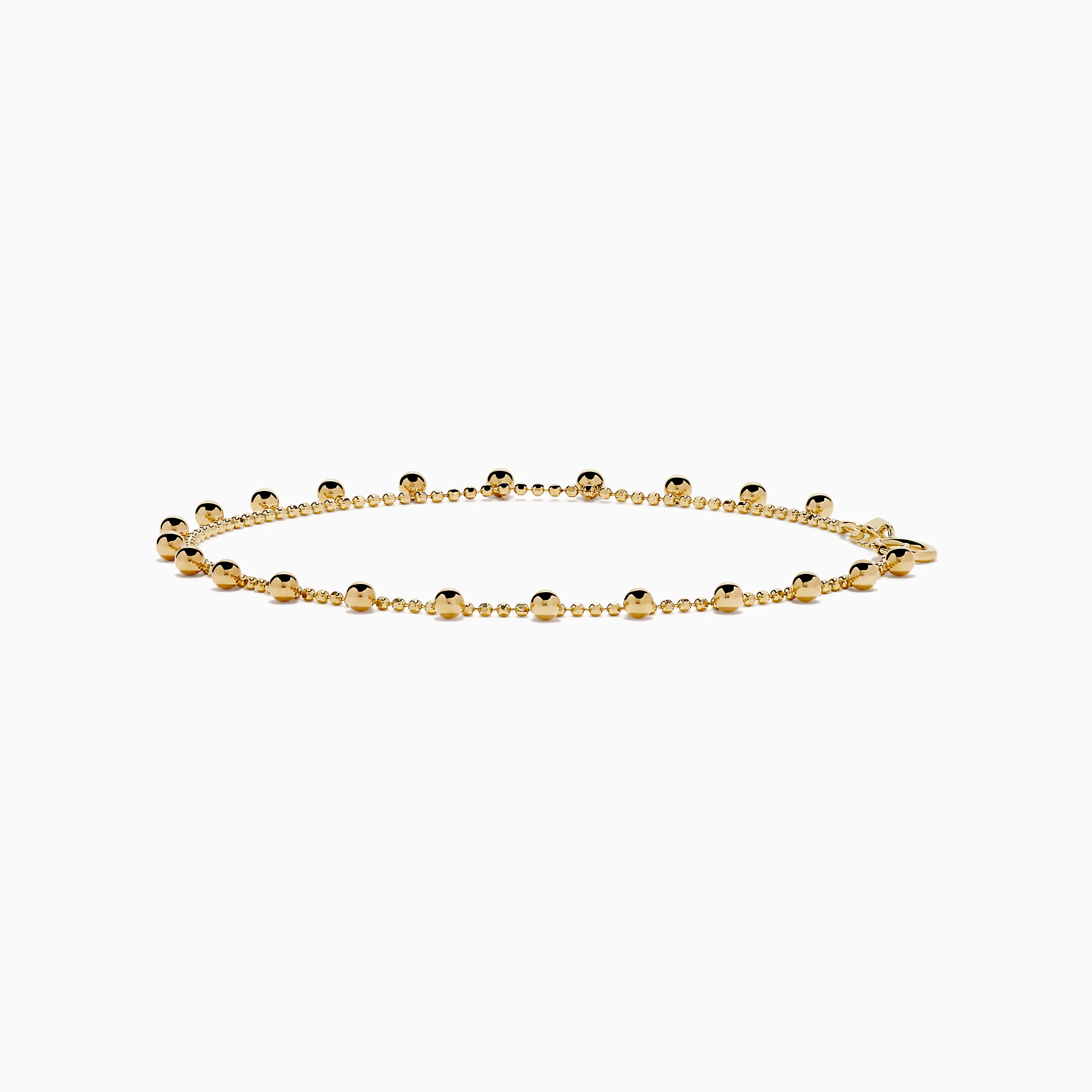 14K Yellow Gold Tassel Bead Chain Bracelet - Image 3
