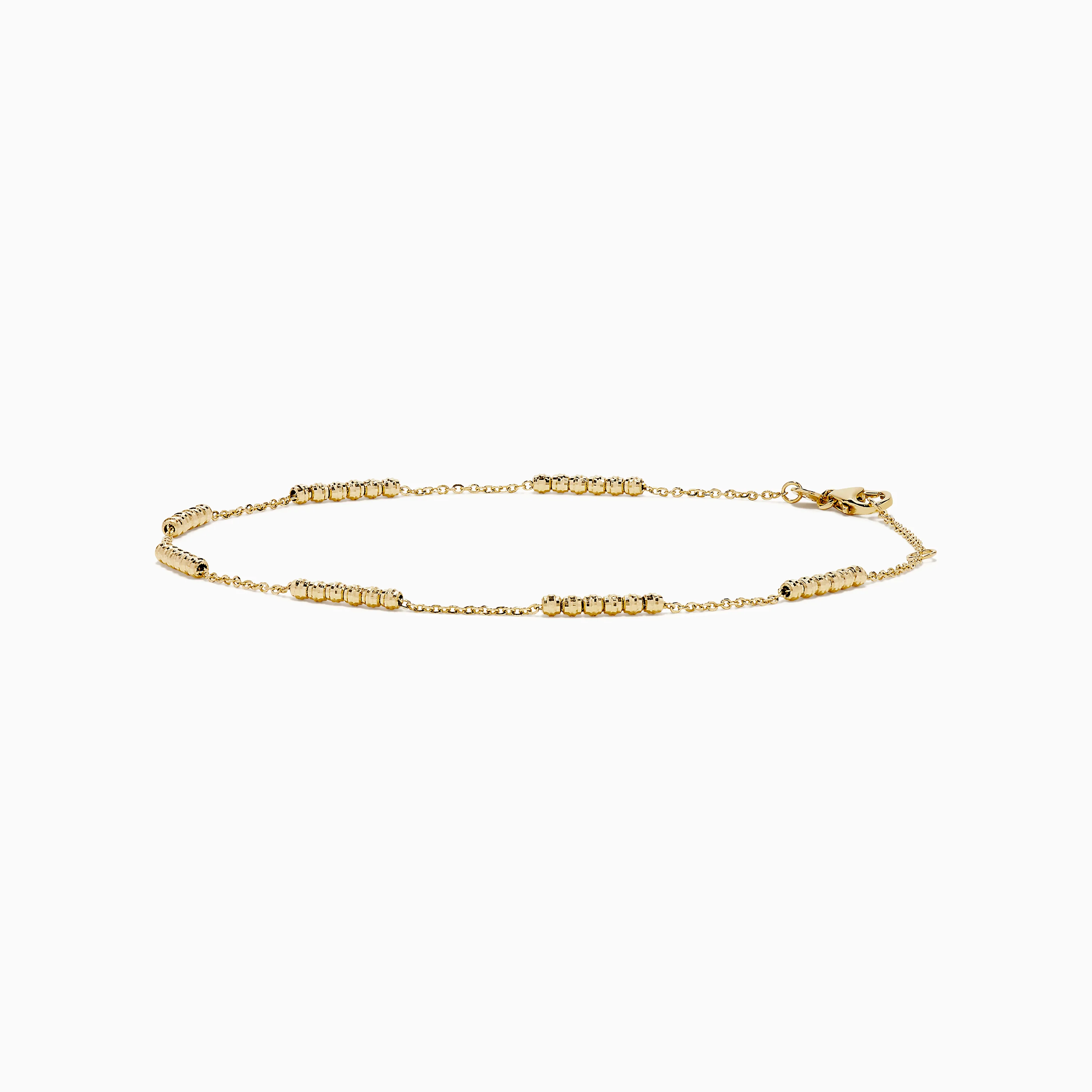 14K Yellow Gold Beaded Station Anklet - Image 3
