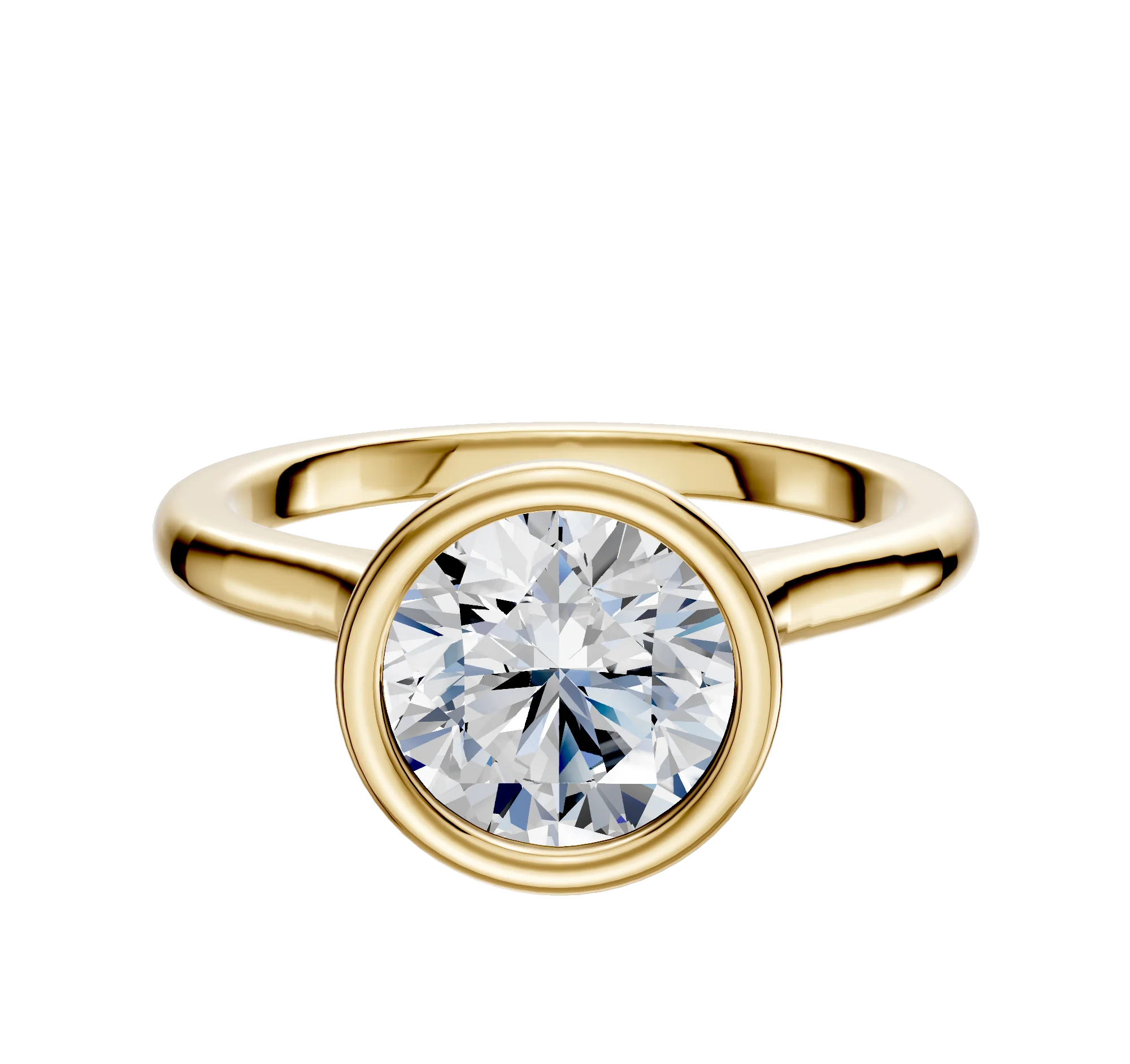 14K Yellow Gold Bezel Full Bezel North/South Cathedral Dome 2.0mm Engagement Ring