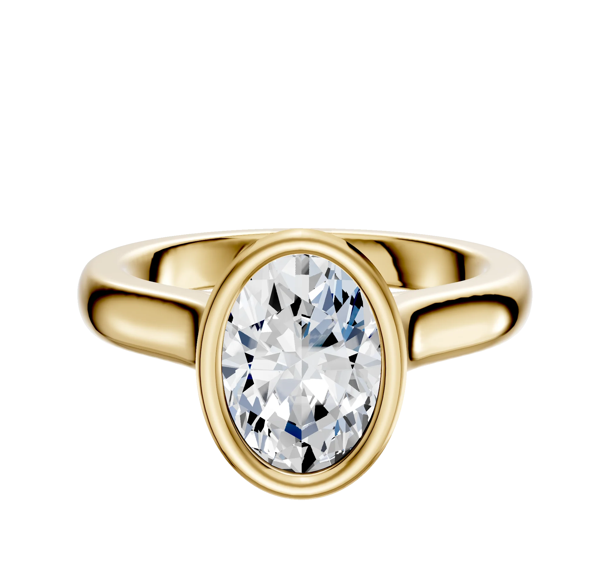 14K Yellow Gold Bezel Full Bezel North/South Cathedral Dome 3.0mm Engagement Ring