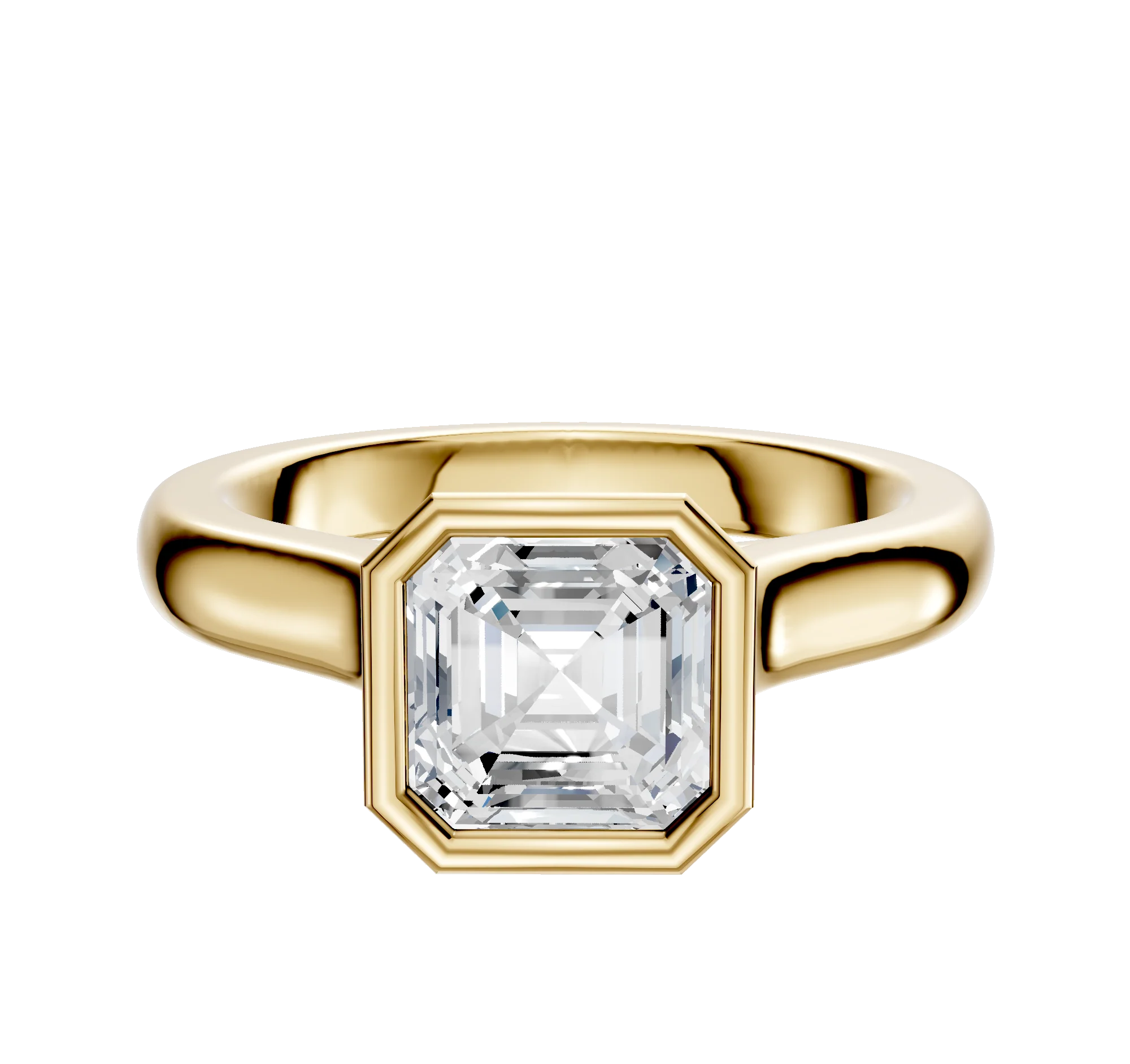 14K Yellow Gold Bezel Full Bezel North/South Cathedral Dome 3.0mm Engagement Ring