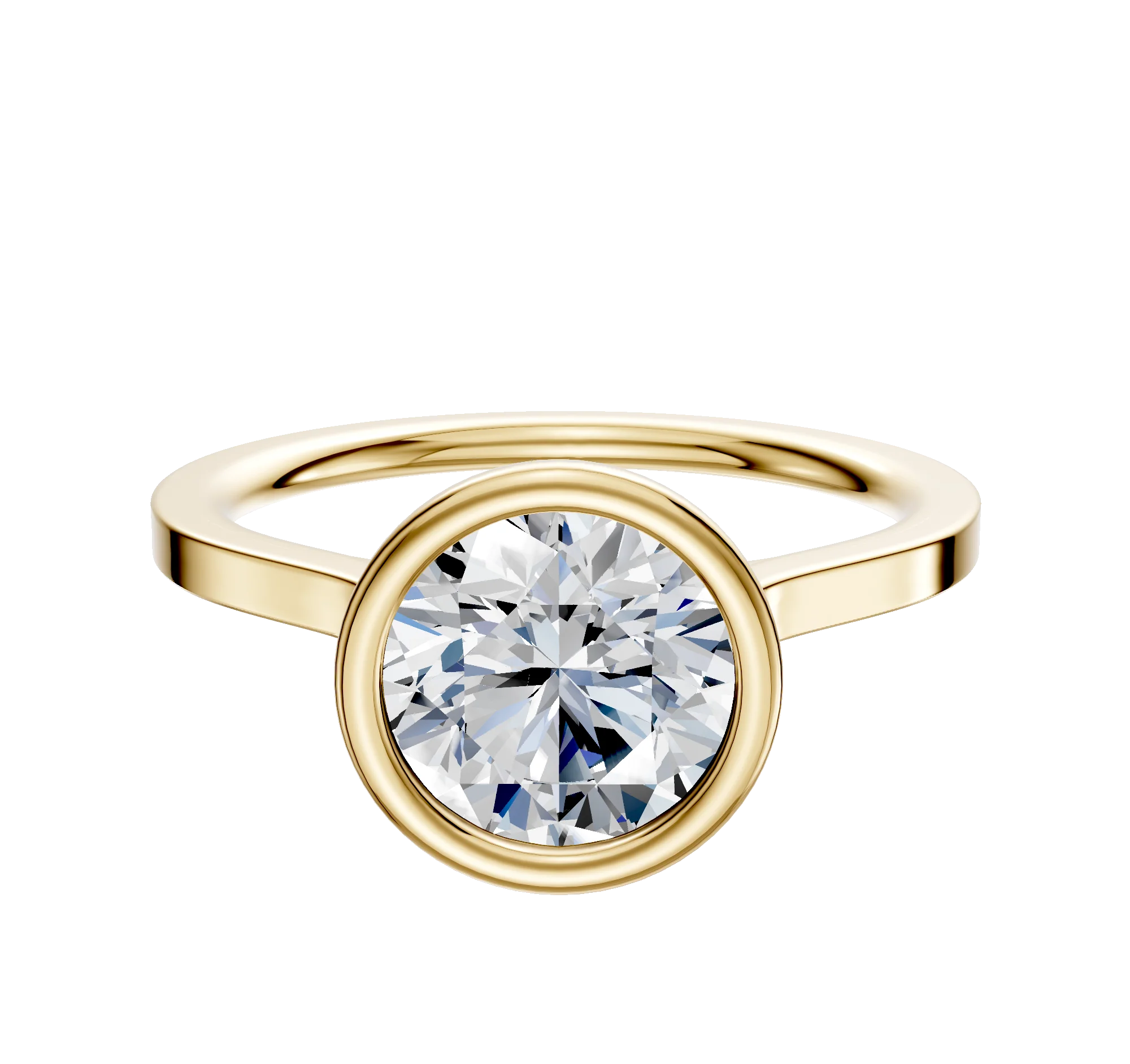 14K Yellow Gold Bezel Full Bezel North/South Cathedral Flat 1.5mm Engagement Ring