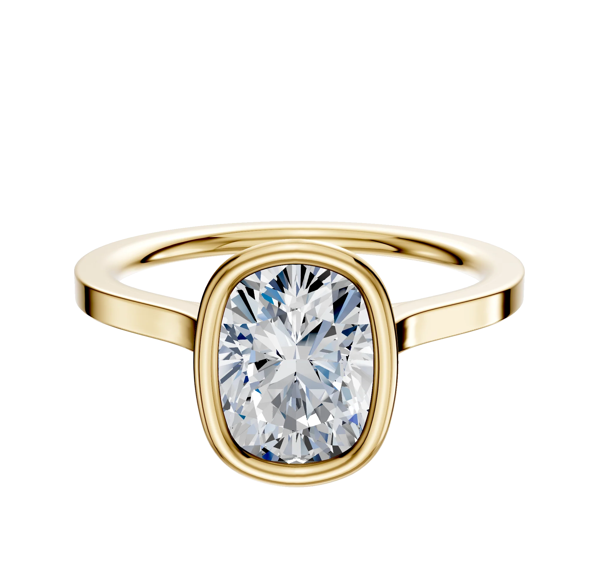 14K Yellow Gold Bezel Full Bezel North/South Cathedral Flat 1.5mm Engagement Ring