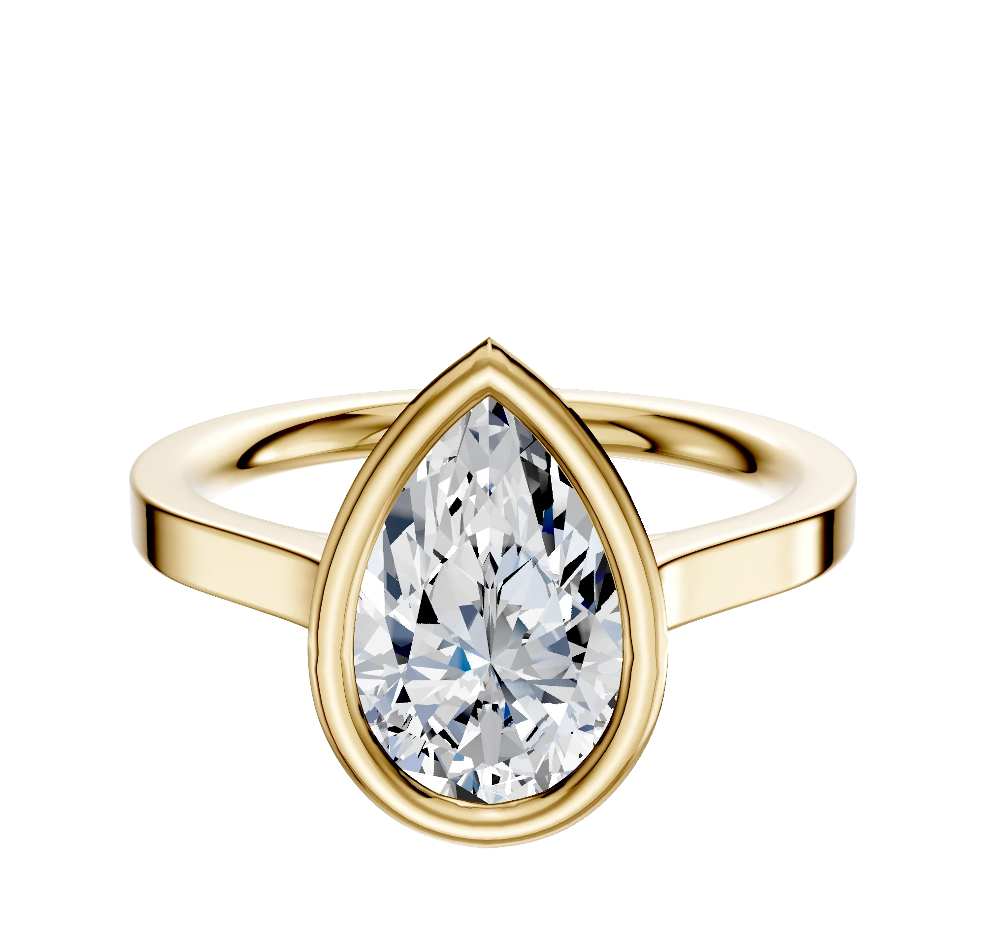14K Yellow Gold Bezel Full Bezel North/South Cathedral Flat 2.0mm Engagement Ring