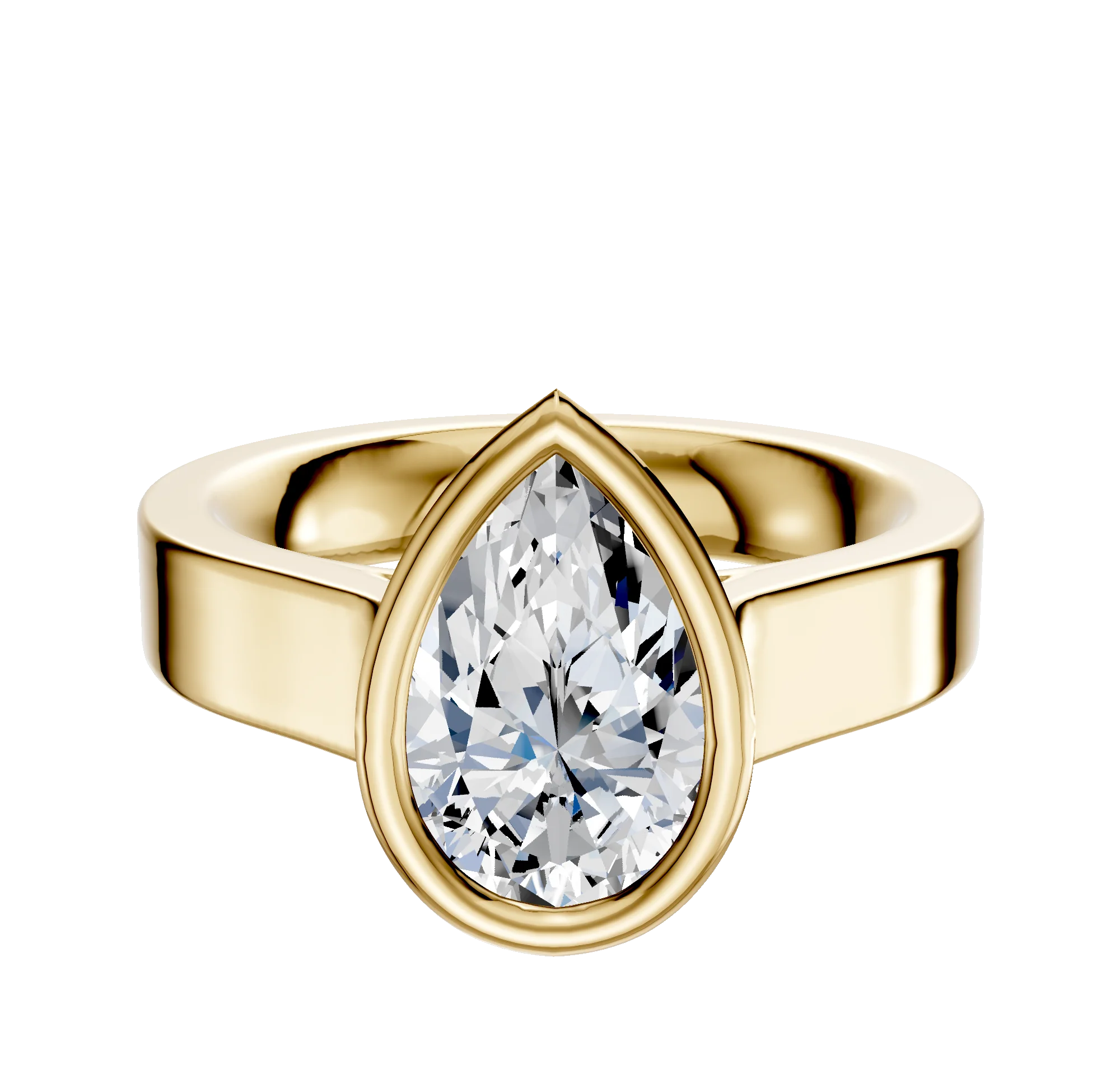 14K Yellow Gold Bezel Full Bezel North/South Cathedral Flat 4.0mm Engagement Ring