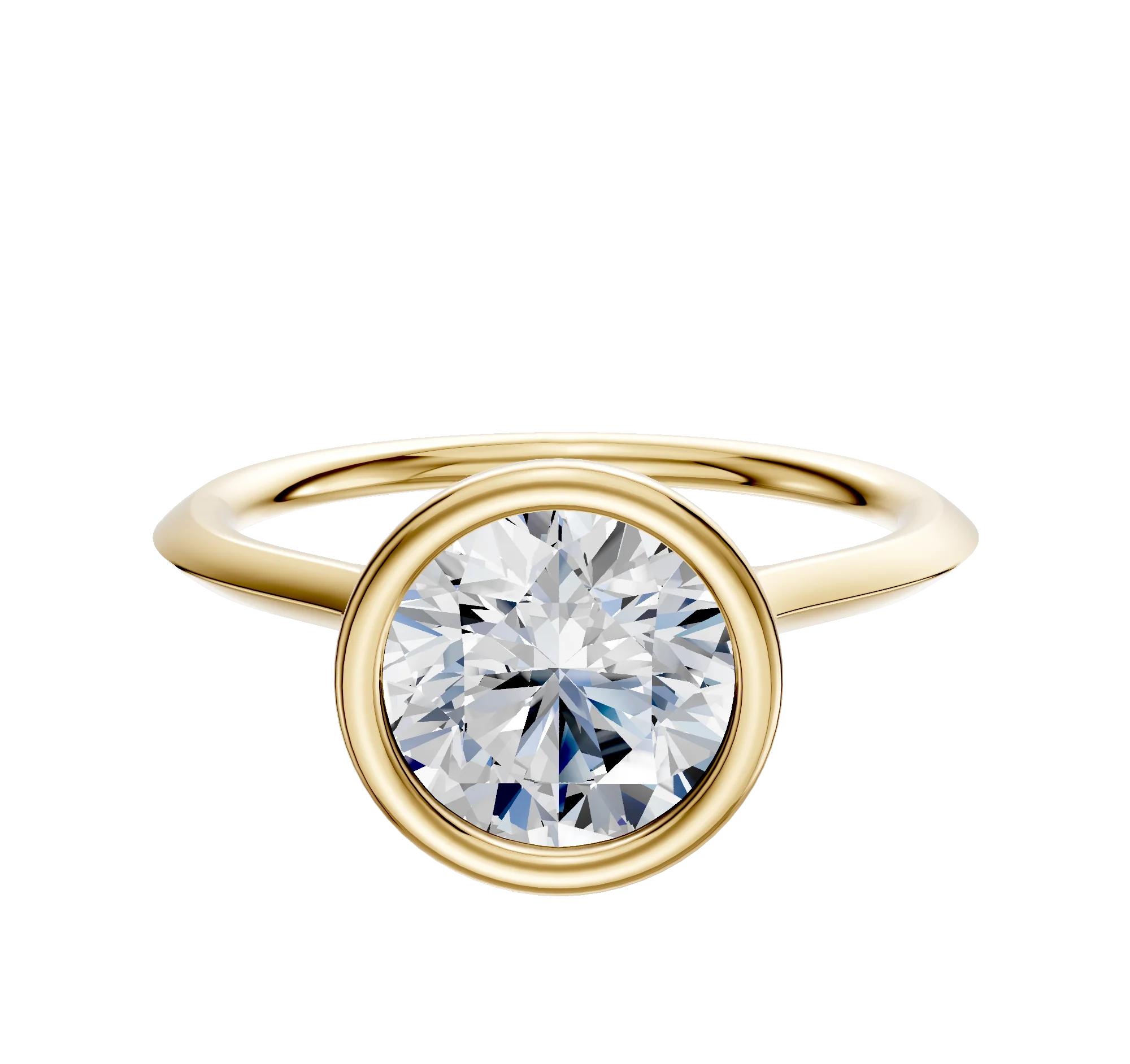 14K Yellow Gold Bezel Full Bezel North/South Cathedral Knife Edge 1.5mm Engagement Ring