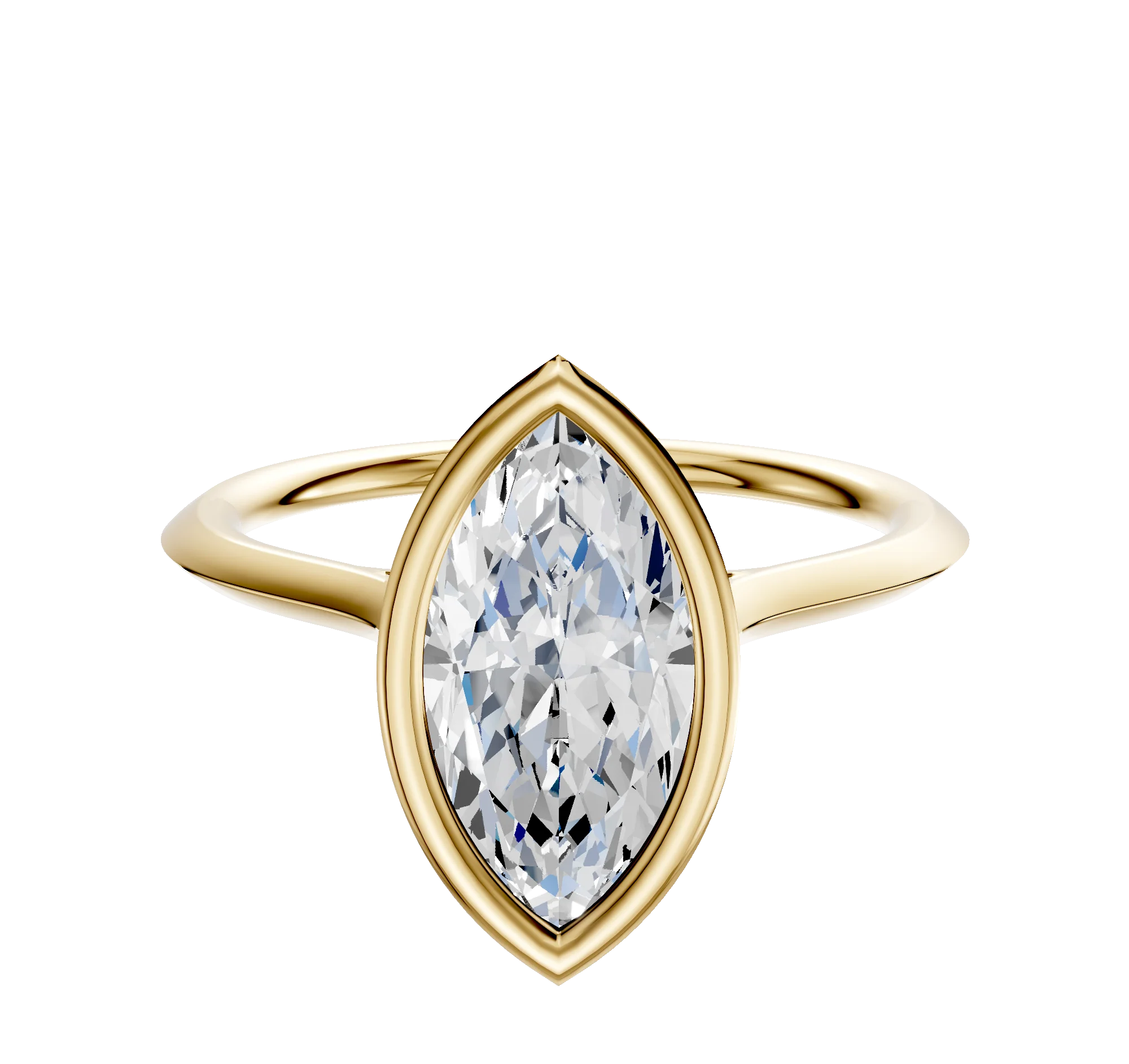 14K Yellow Gold Bezel Full Bezel North/South Cathedral Knife Edge 1.5mm Engagement Ring