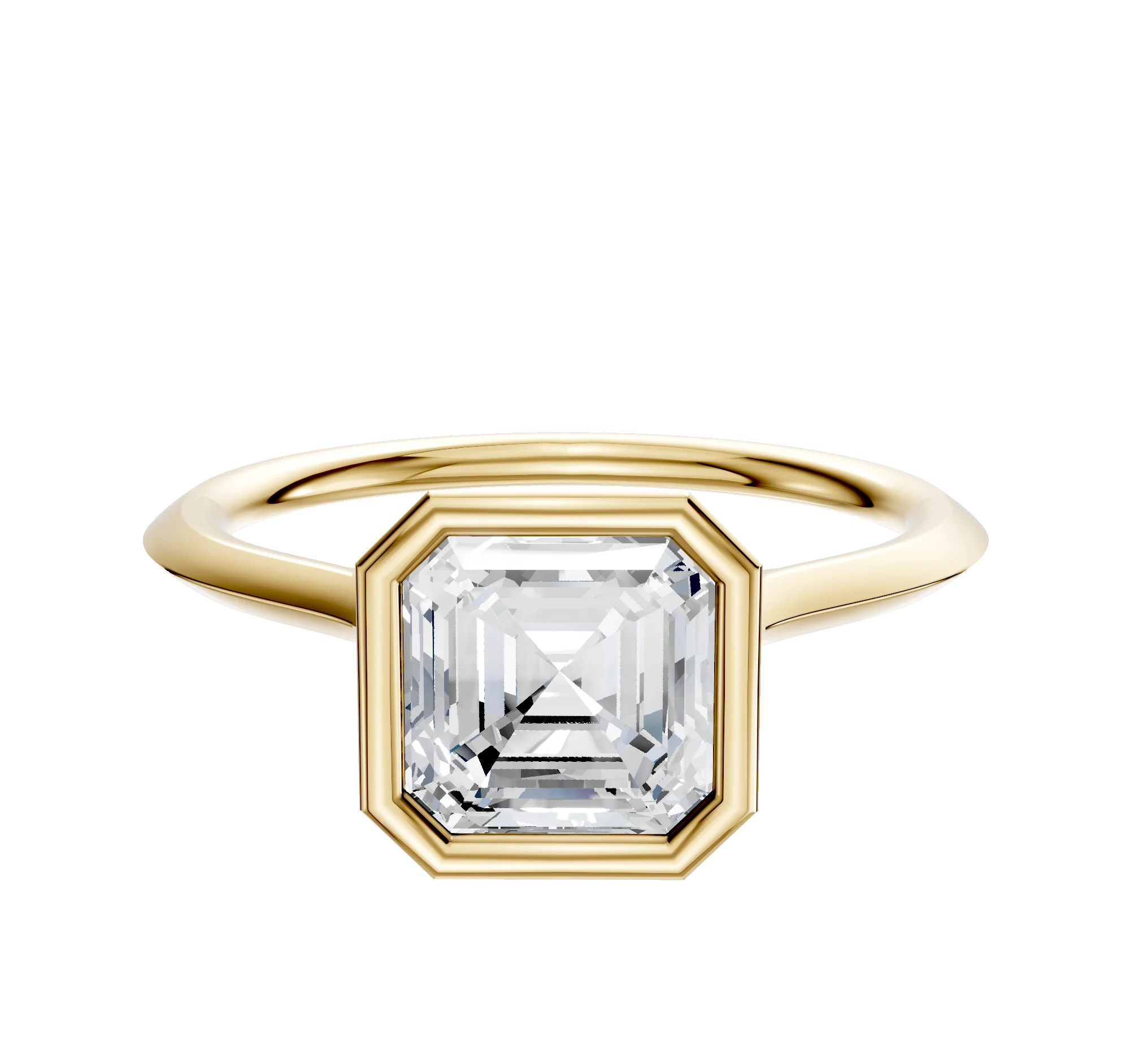 14K Yellow Gold Bezel Full Bezel North/South Cathedral Knife Edge 1.5mm Engagement Ring