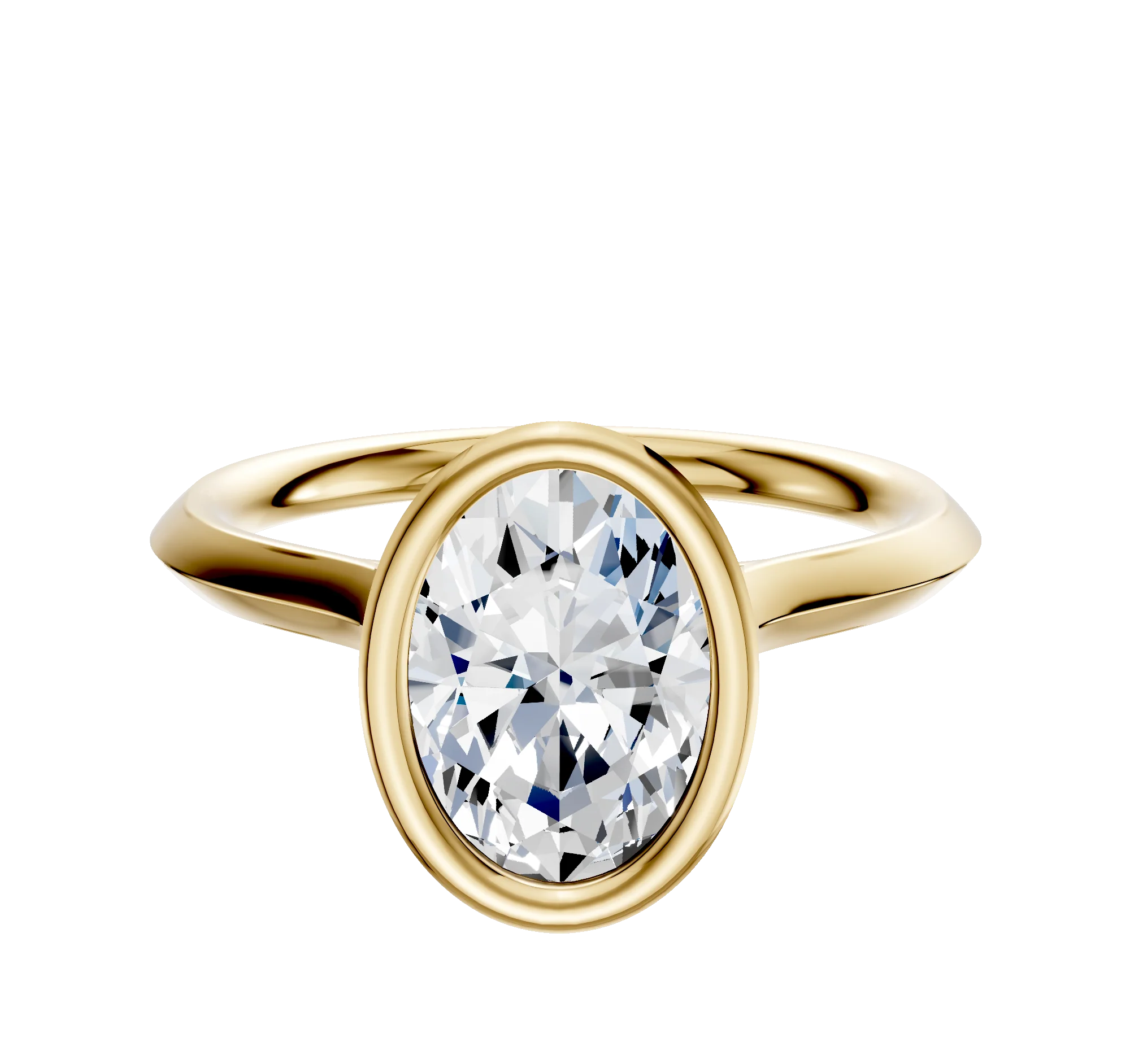 14K Yellow Gold Bezel Full Bezel North/South Cathedral Knife Edge 2.0mm Engagement Ring