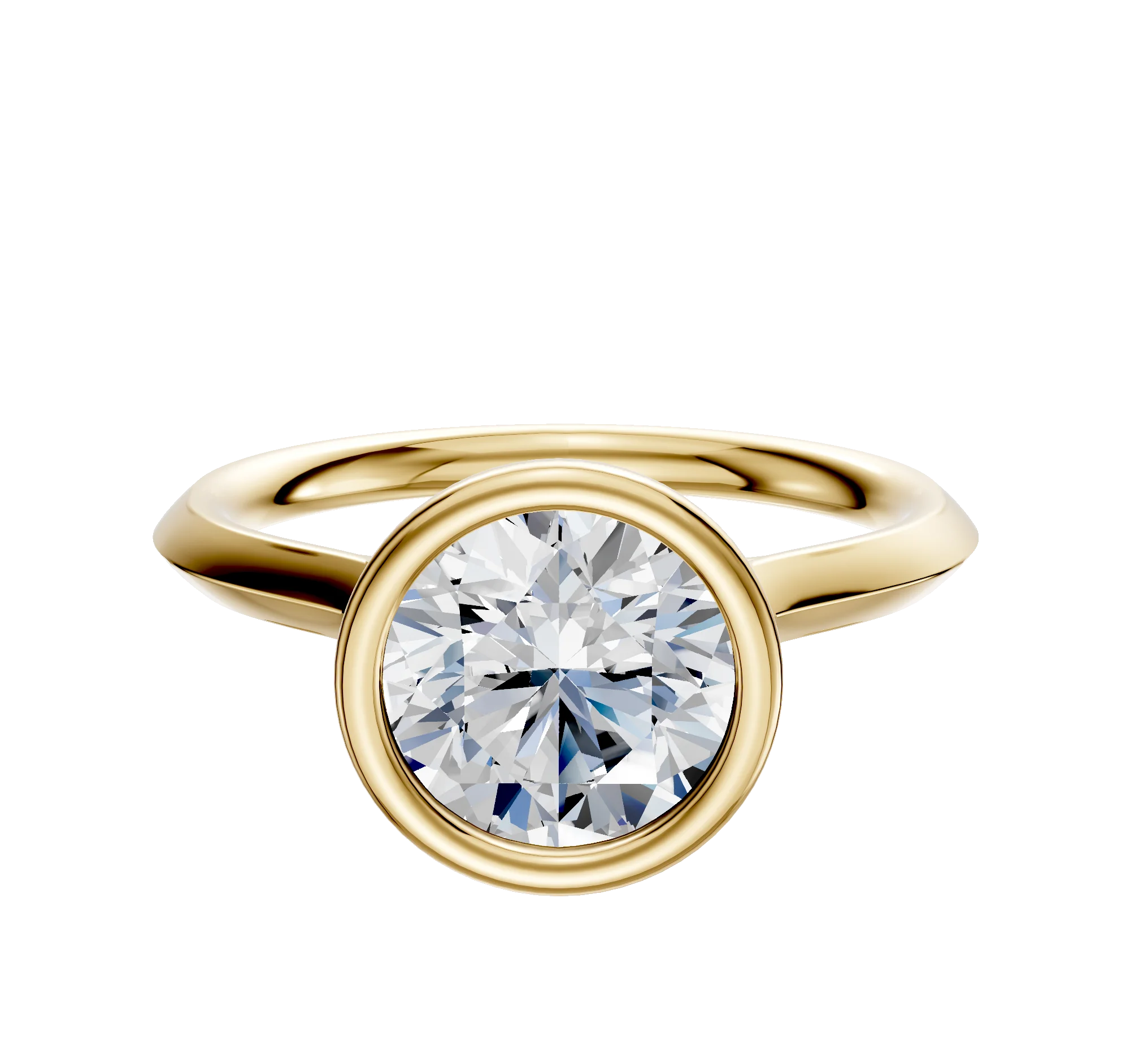 14K Yellow Gold Bezel Full Bezel North/South Cathedral Knife Edge 2.0mm Engagement Ring