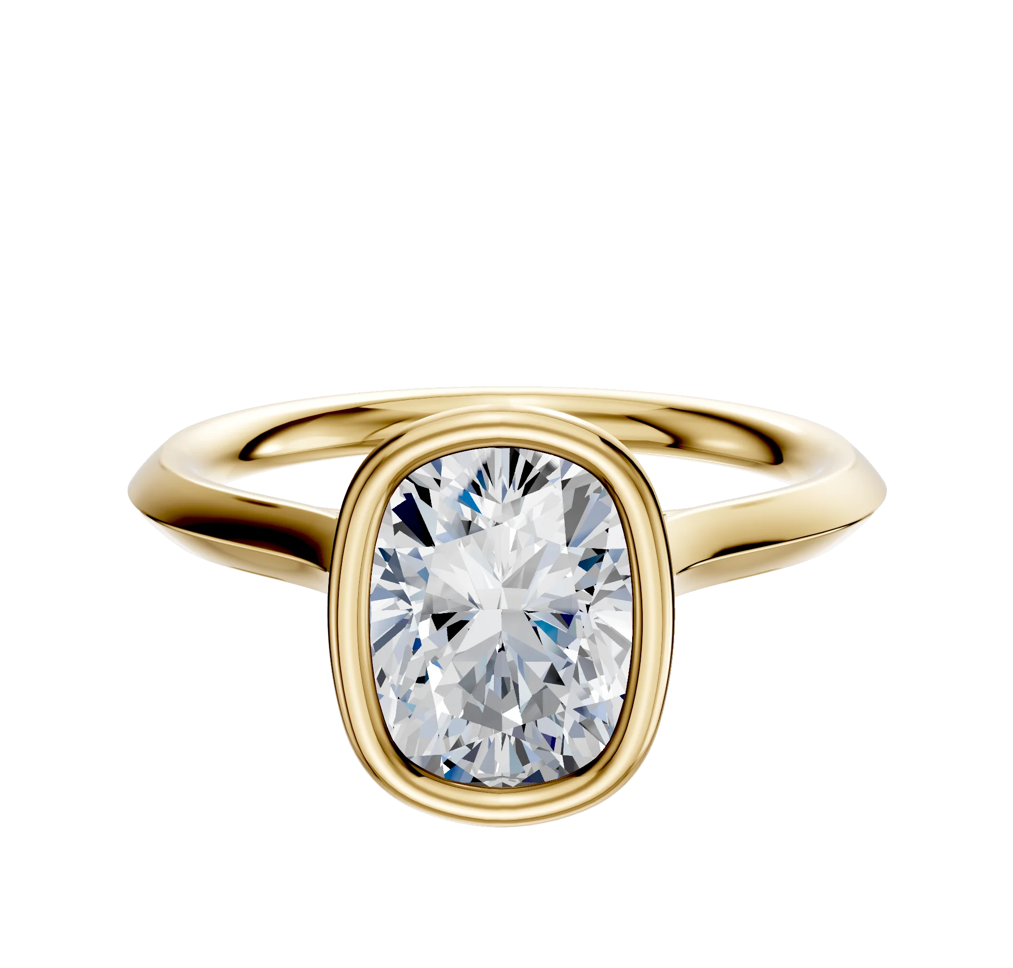 14K Yellow Gold Bezel Full Bezel North/South Cathedral Knife Edge 2.0mm Engagement Ring