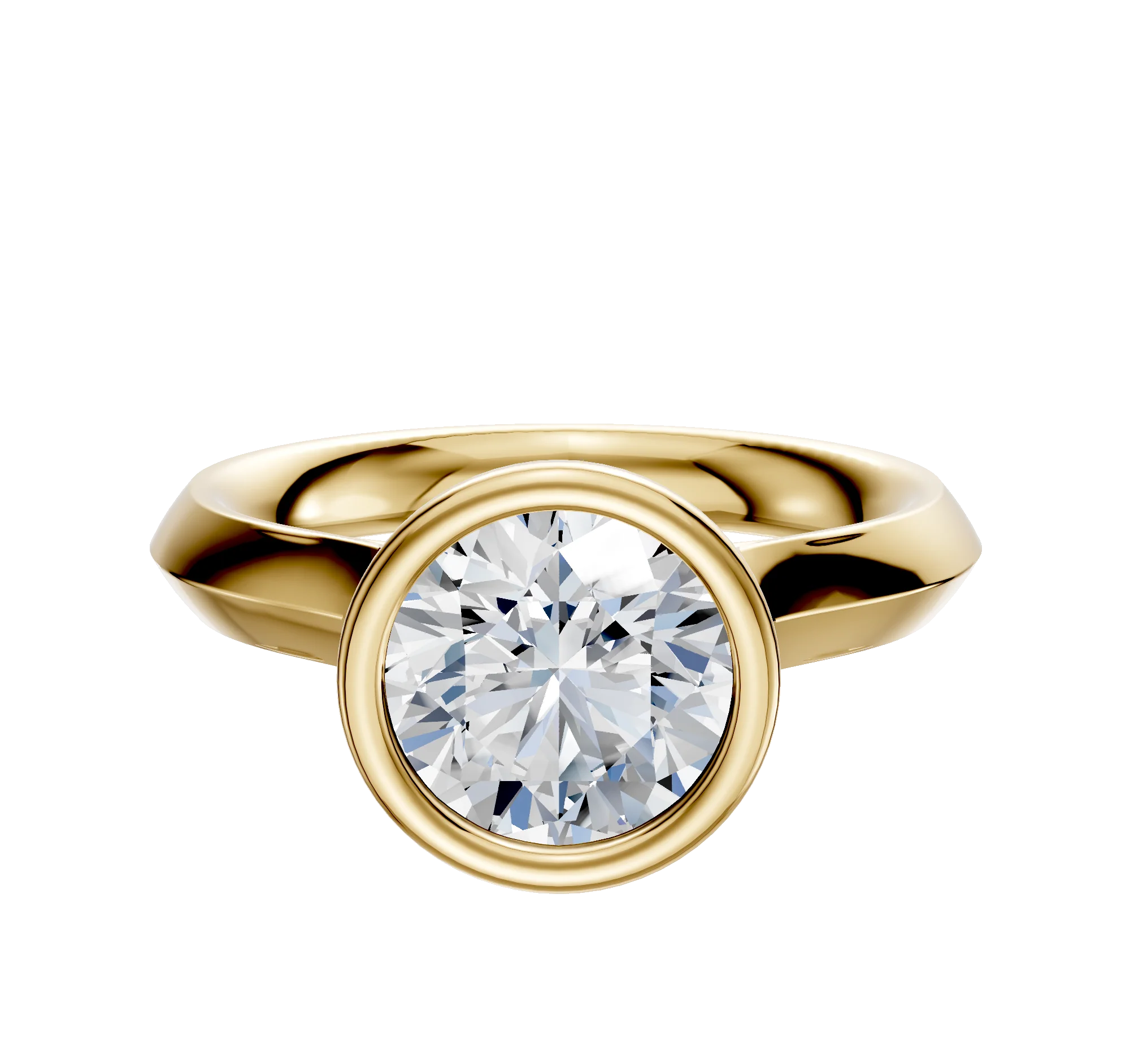 14K Yellow Gold Bezel Full Bezel North/South Cathedral Knife Edge 3.0mm Engagement Ring