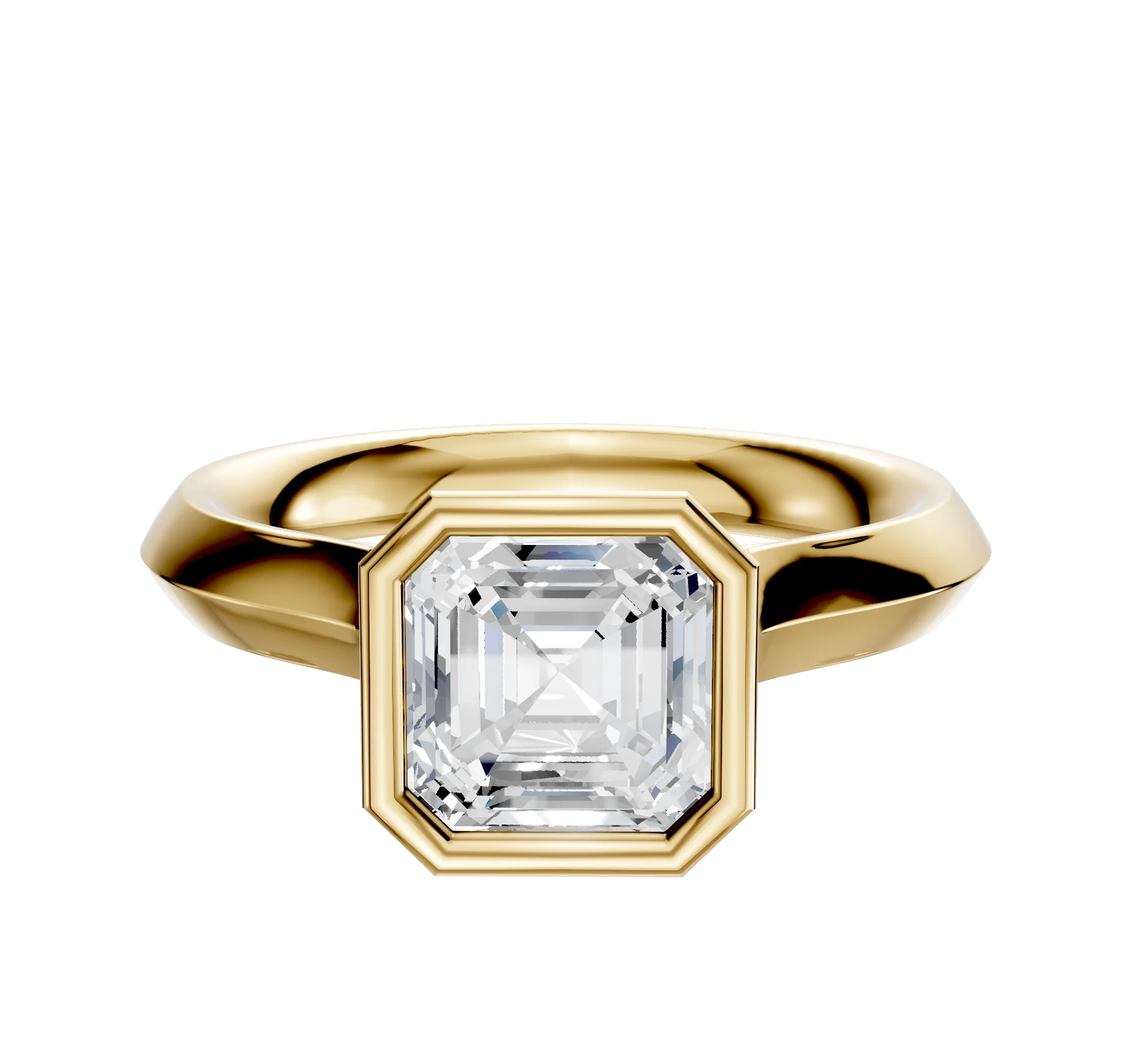 14K Yellow Gold Bezel Full Bezel North/South Cathedral Knife Edge 3.0mm Engagement Ring