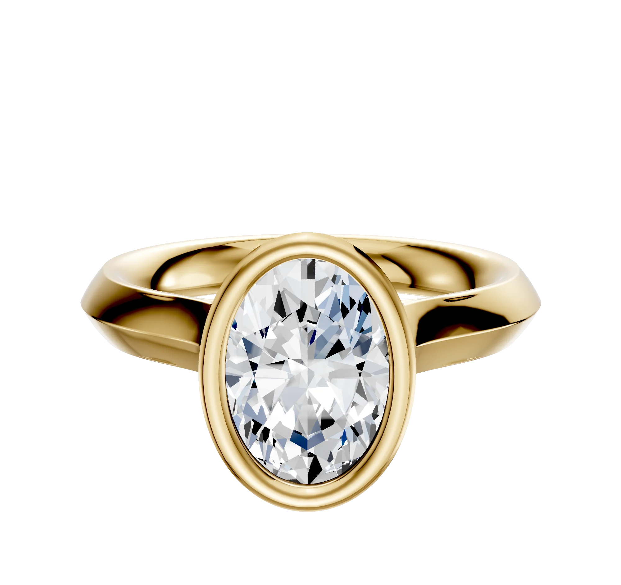 14K Yellow Gold Bezel Full Bezel North/South Cathedral Knife Edge 3.0mm Engagement Ring