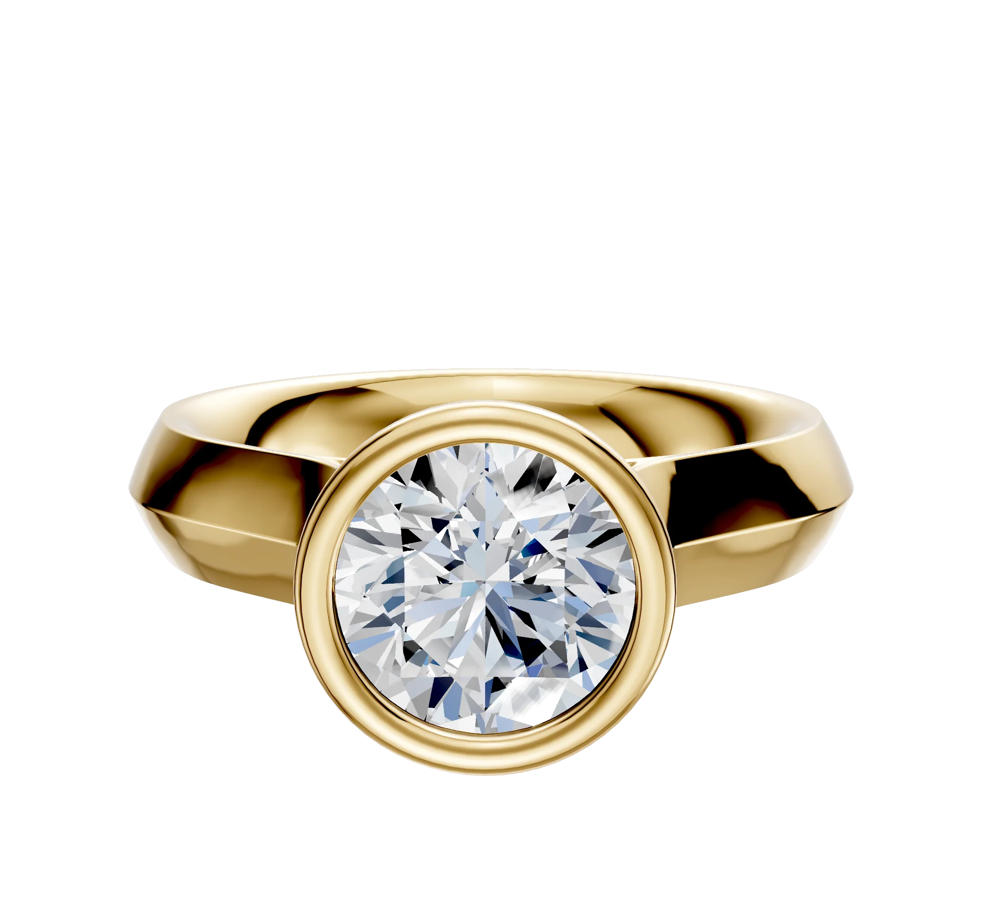 14K Yellow Gold Bezel Full Bezel North/South Cathedral Knife Edge 4.0mm Engagement Ring