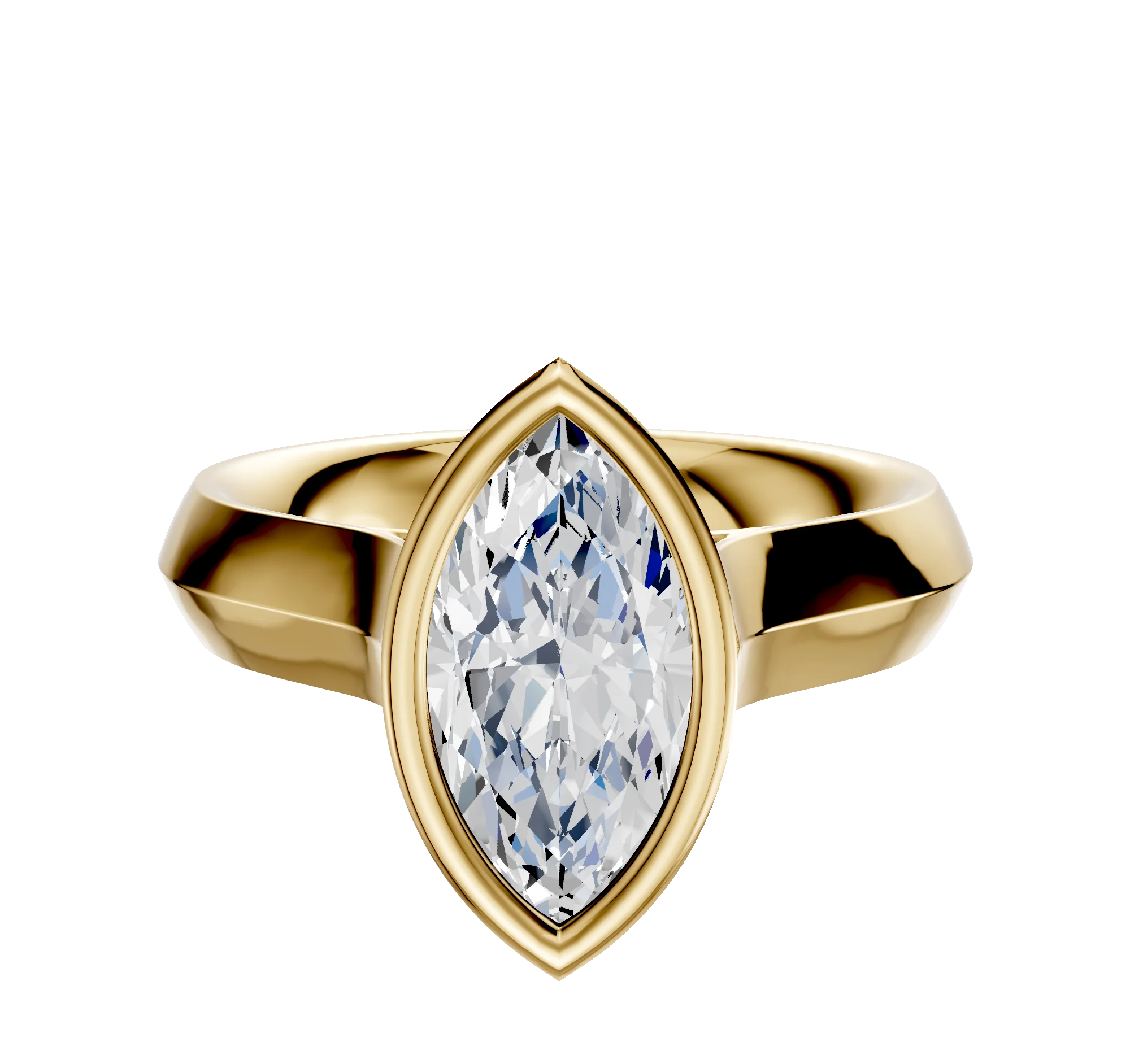 14K Yellow Gold Bezel Full Bezel North/South Cathedral Knife Edge 4.0mm Engagement Ring