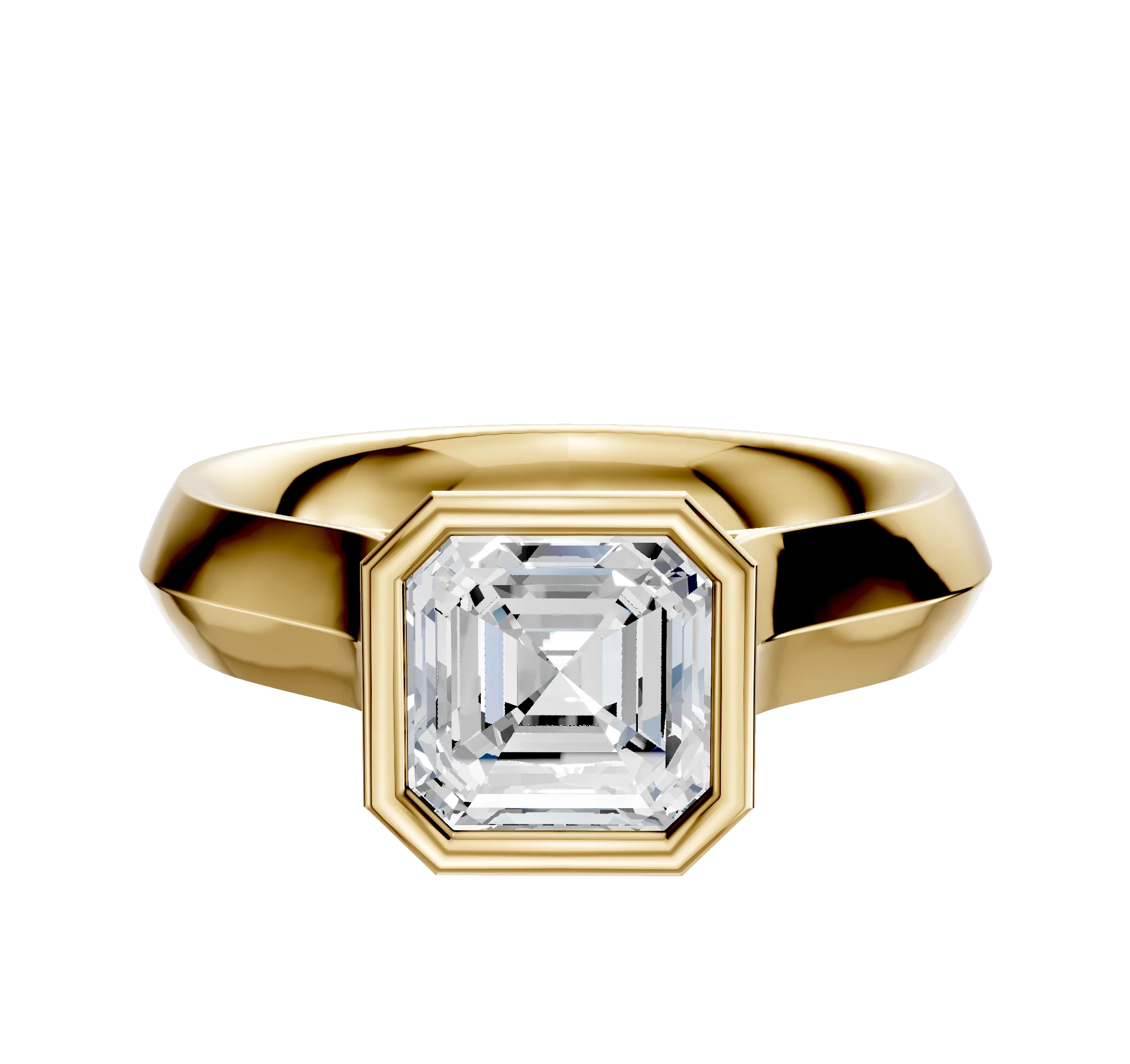 14K Yellow Gold Bezel Full Bezel North/South Cathedral Knife Edge 4.0mm Engagement Ring