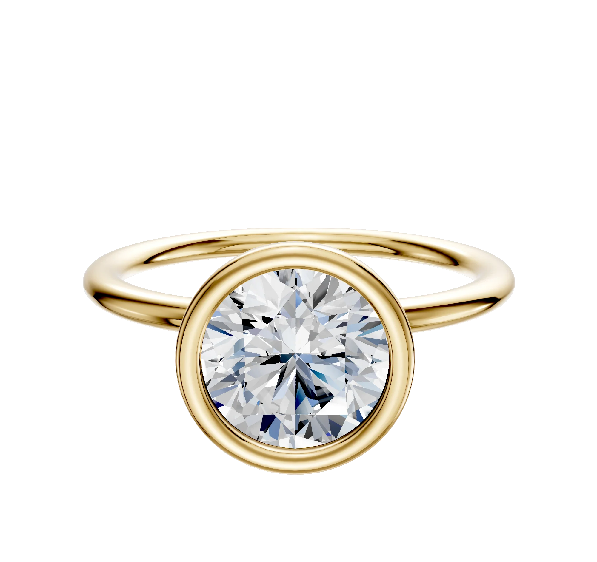 14K Yellow Gold Bezel Full Bezel North/South Classic Dome 1.5mm Engagement Ring